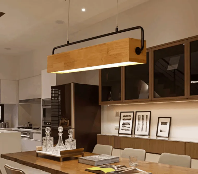 Halfdan Nordic Wooden Bar Pendant Light