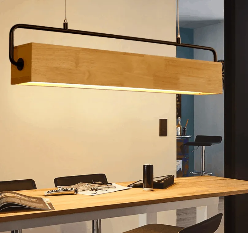 Halfdan Nordic Wooden Bar Pendant Light