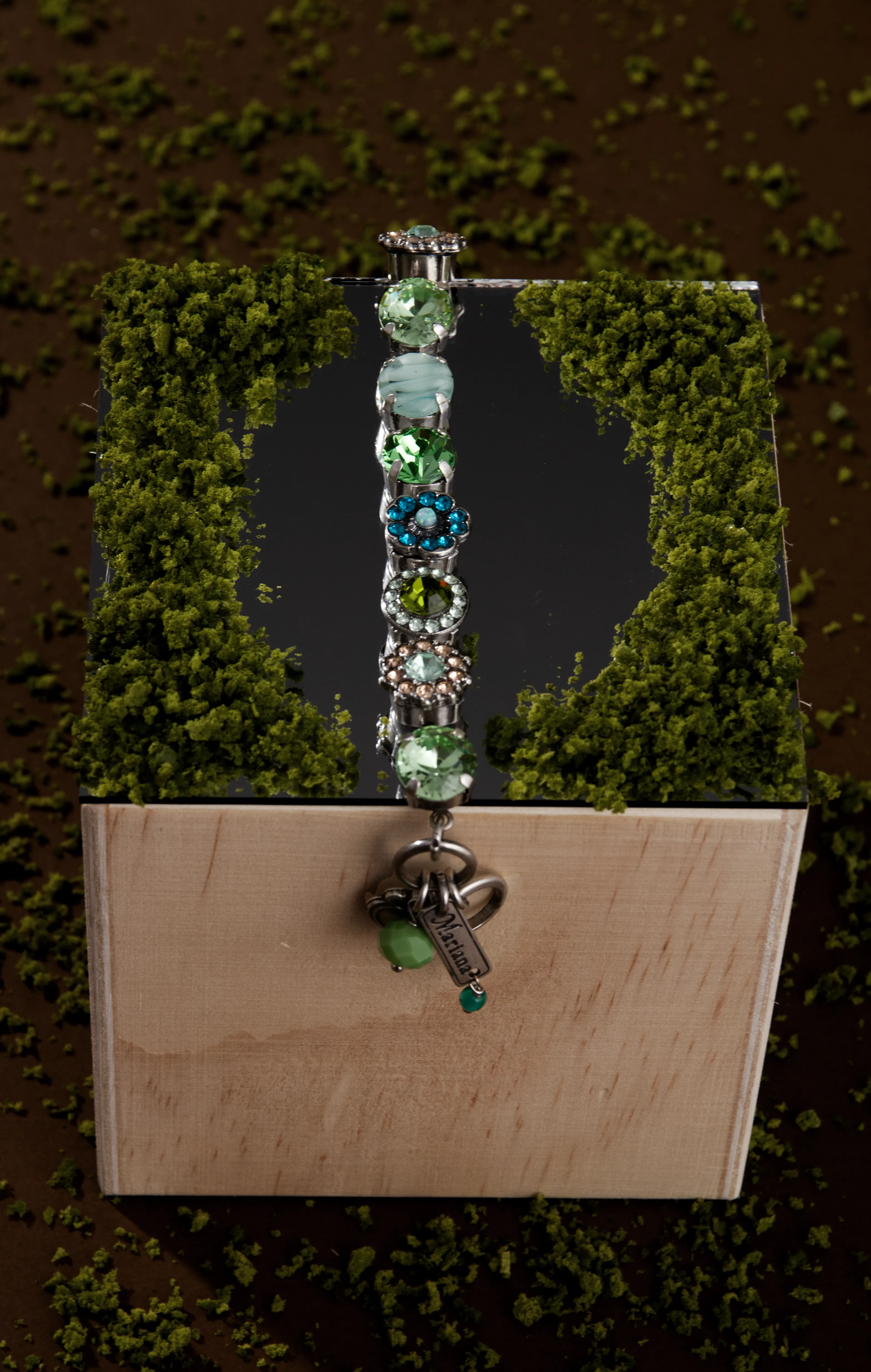 Halo & Leaf Dangle Pendant in "Ivy Villa" *Custom*