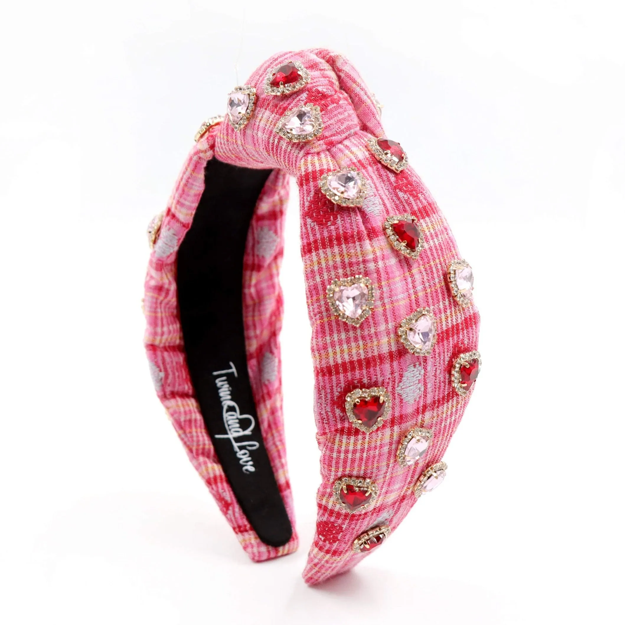 Hand Sewn Valentines Jeweled Knot Headband