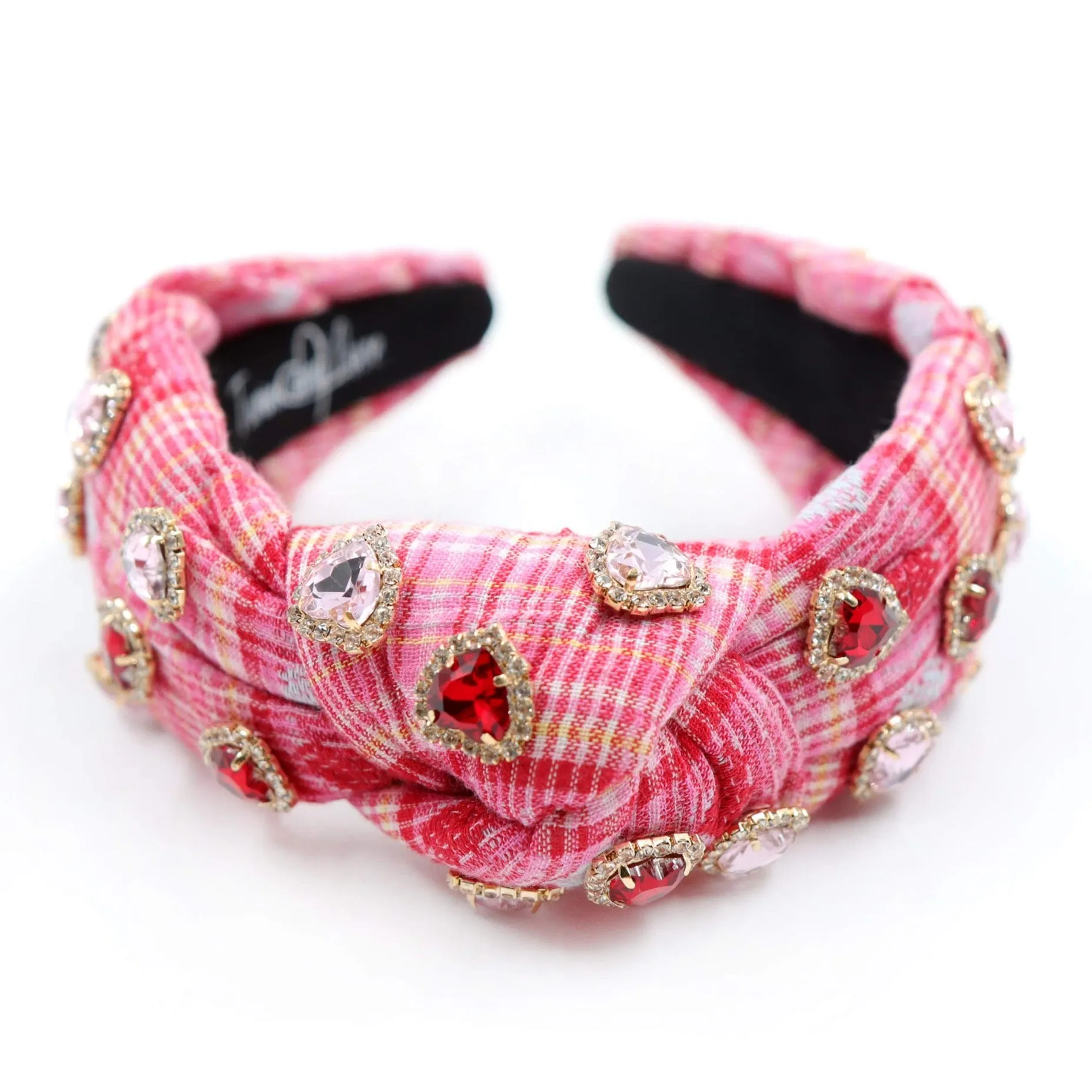Hand Sewn Valentines Jeweled Knot Headband