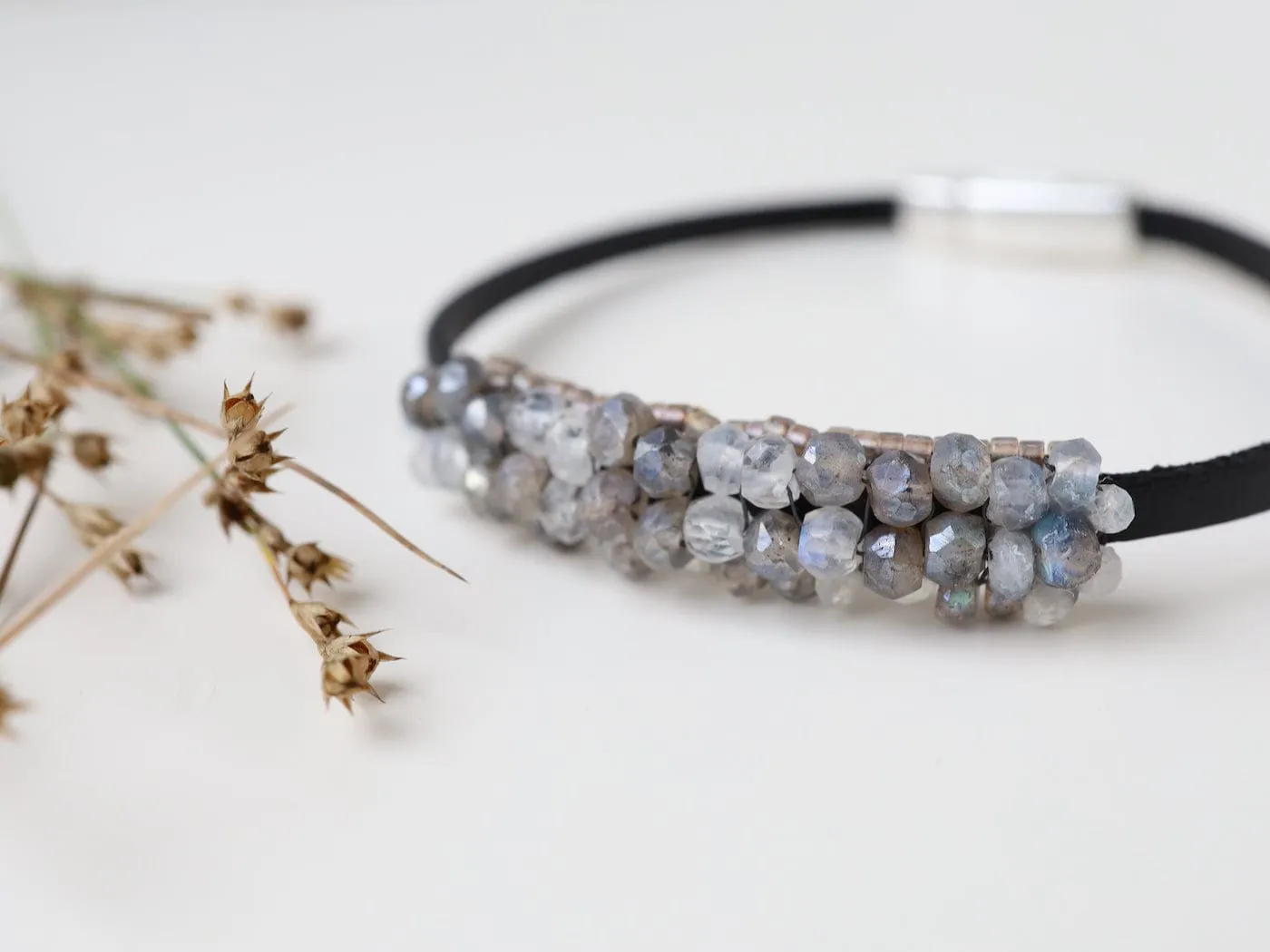 Hand Stiched mix of Mystic Labradorite and Moonstone