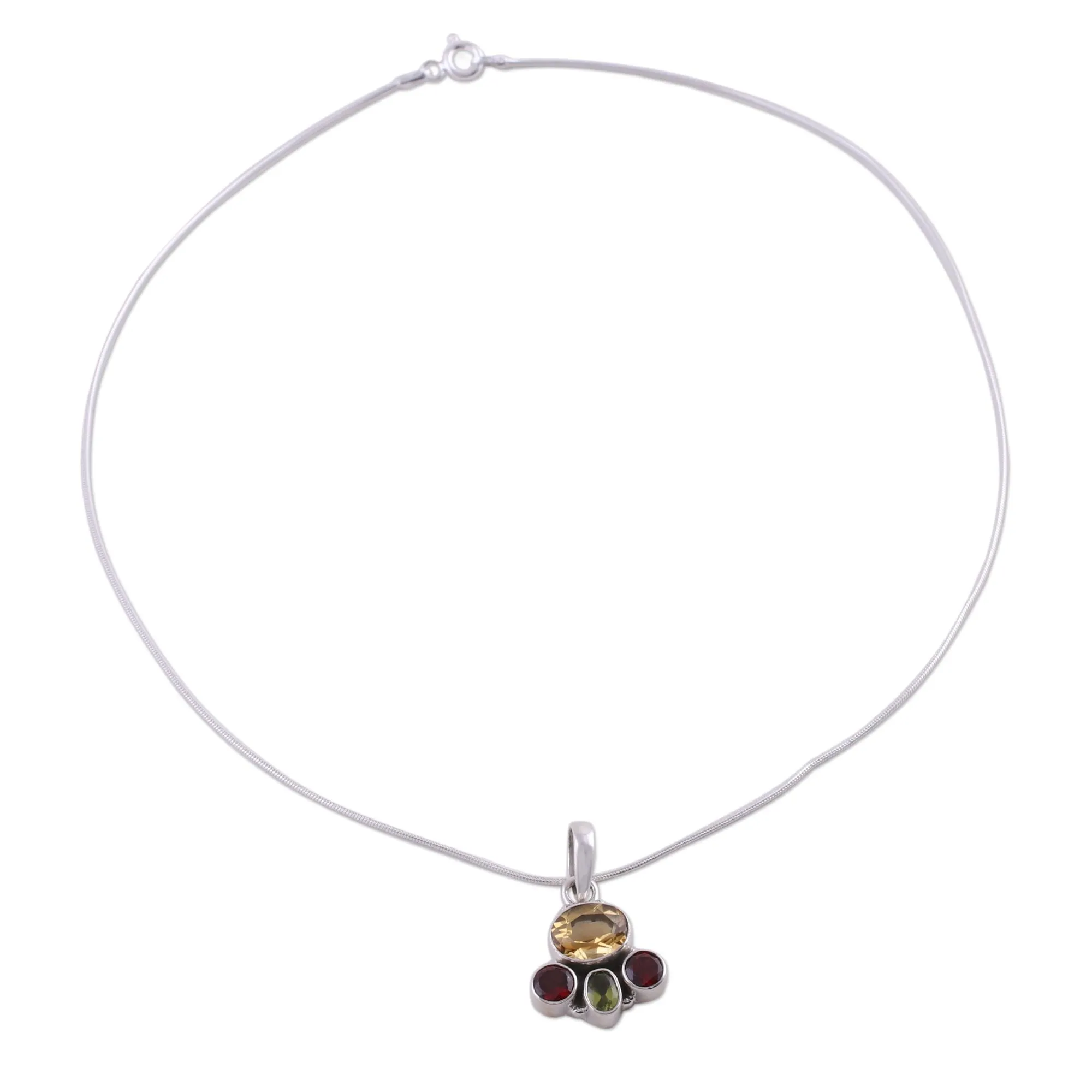 Handcrafted Sterling Silver Multigem Necklace - Cosmic Harmony | NOVICA
