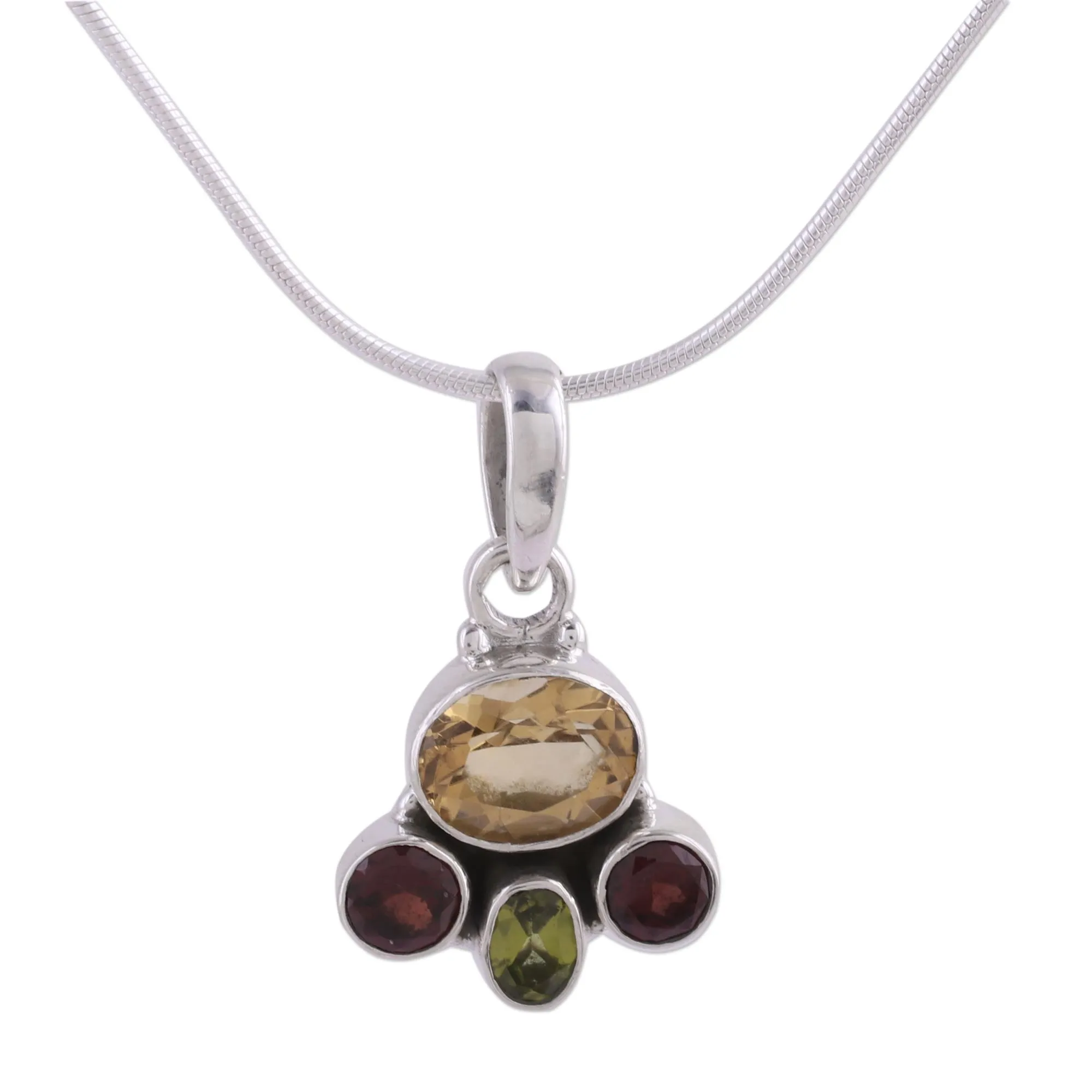 Handcrafted Sterling Silver Multigem Necklace - Cosmic Harmony | NOVICA