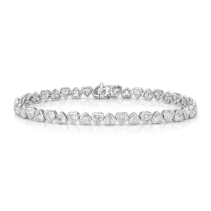 Heart Shape Diamond Bracelet (8.75 ct.) Bezel Set in 18K Gold