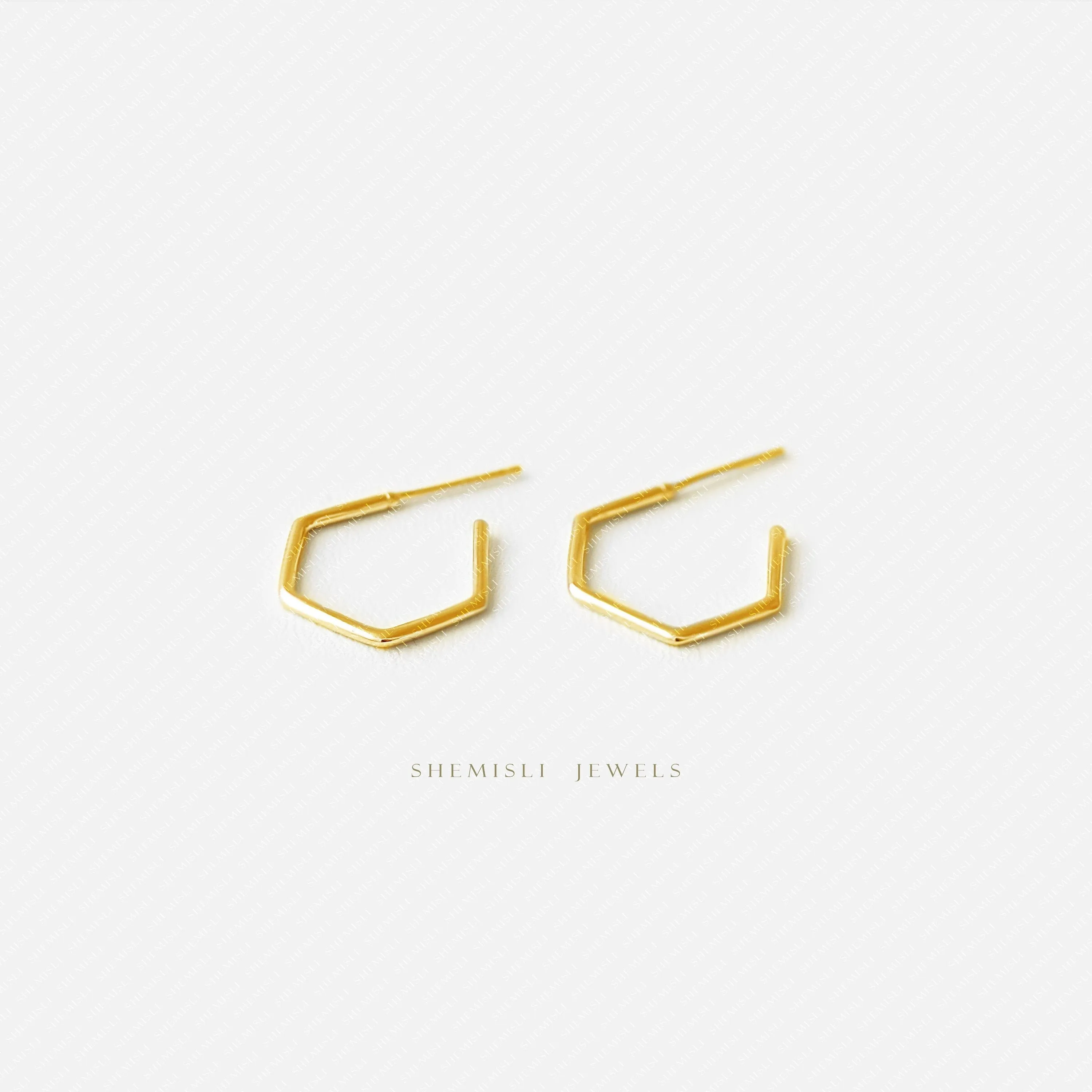Hexagon Hoops, Huggies, Unisex, Gold, Silver SHEMISLI - SS123