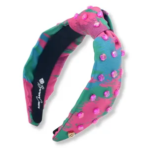 Ikat Headband with Quatrefoil Crystals
