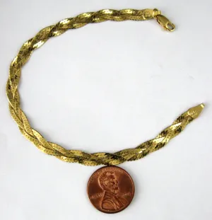 Italian Bracelet Sterling Silver Gold Vermeil Braided Chain 1980s Italy Fashion