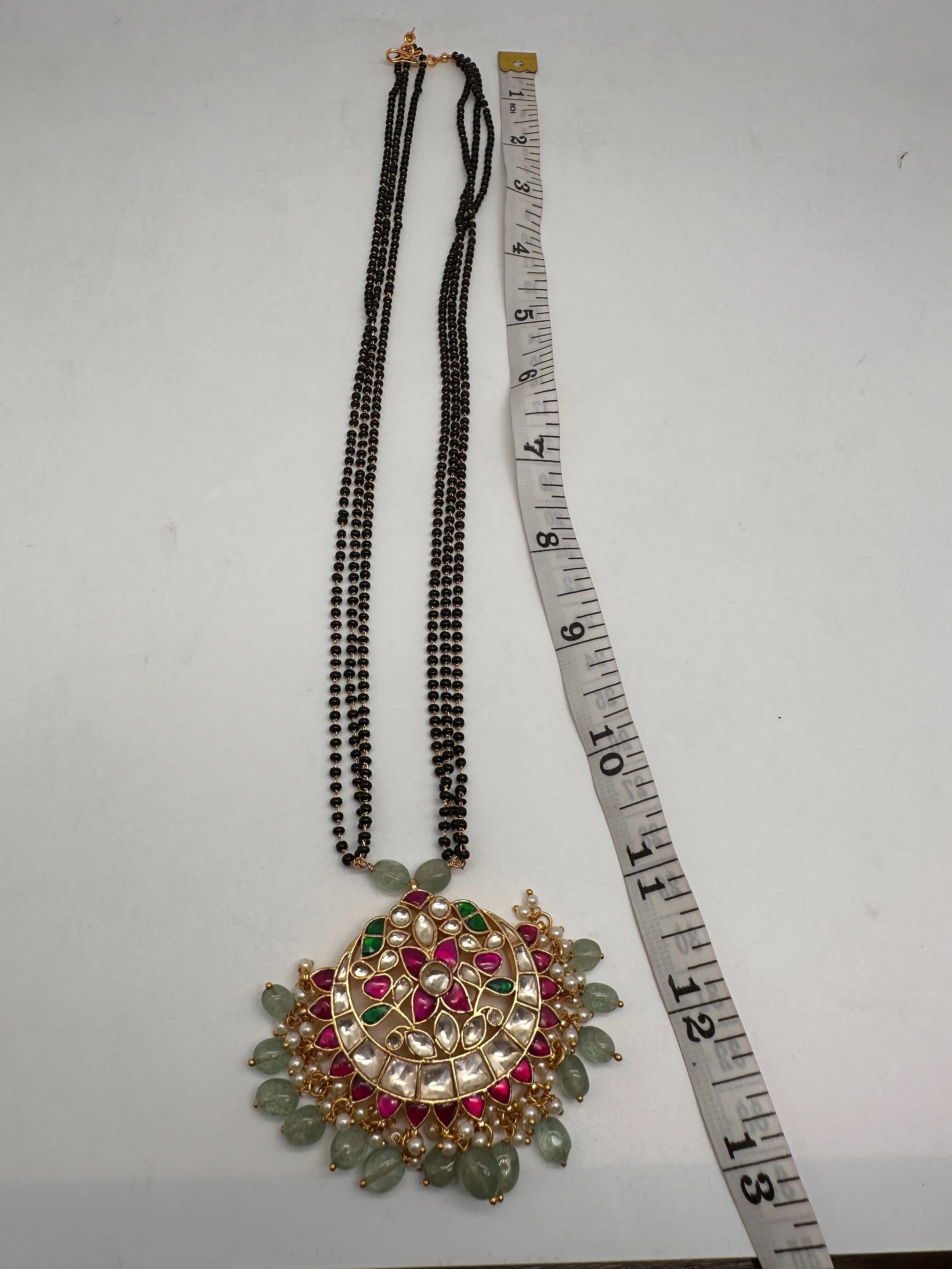 Jadau Kundan Black Beads Mangalsutra Necklace