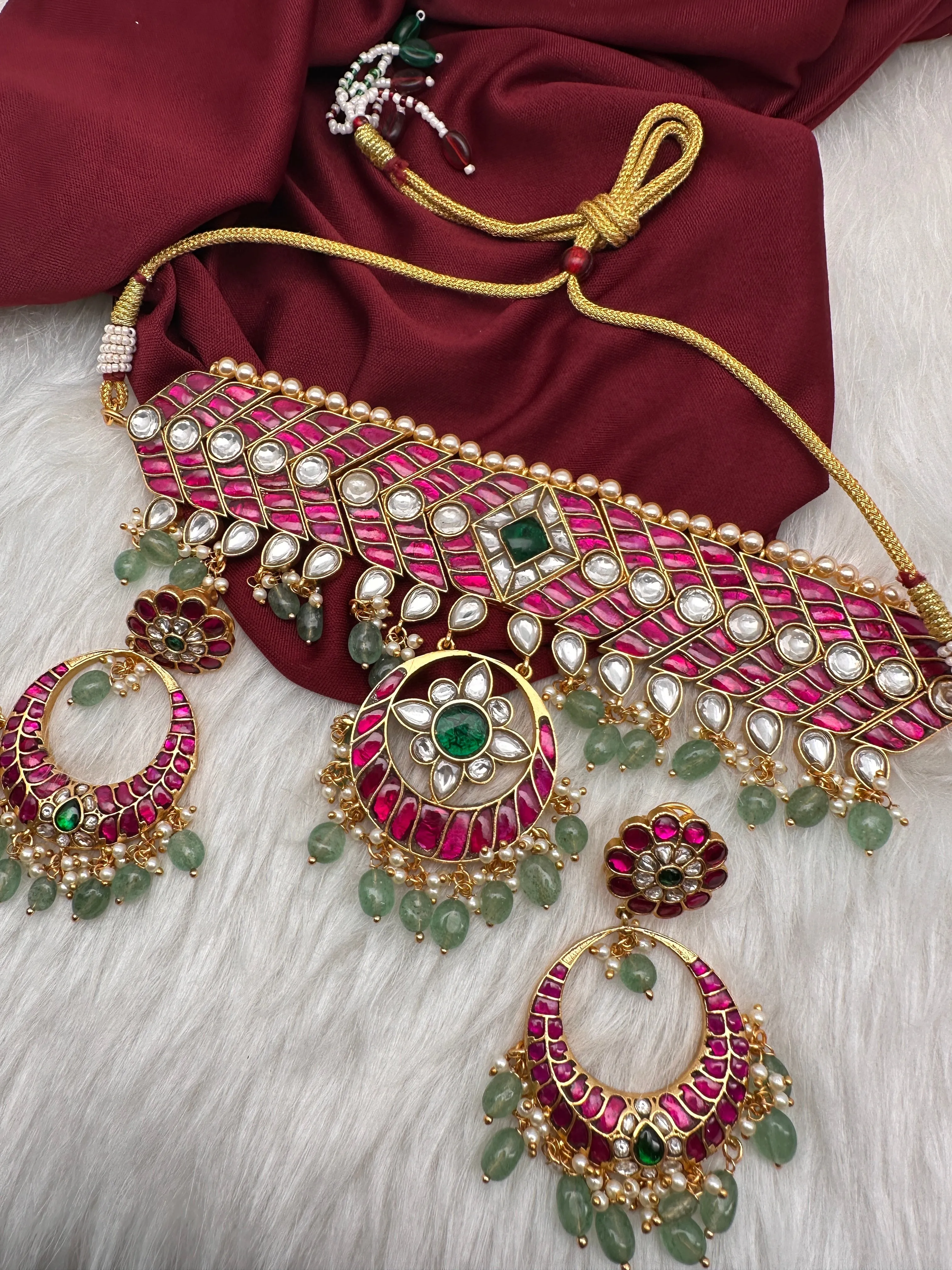 Jadau Kundan Choker with Chandballi Earrings