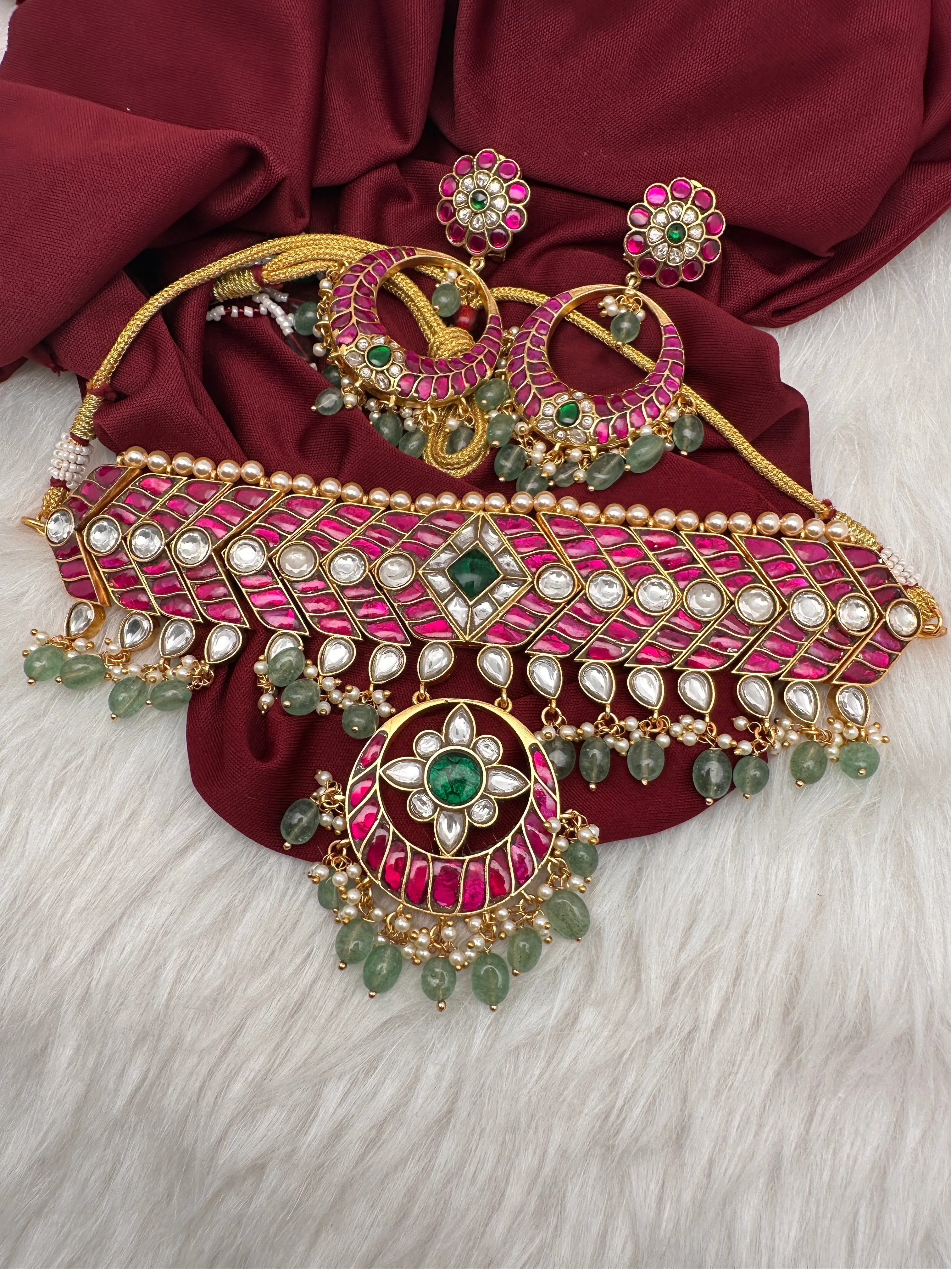 Jadau Kundan Choker with Chandballi Earrings