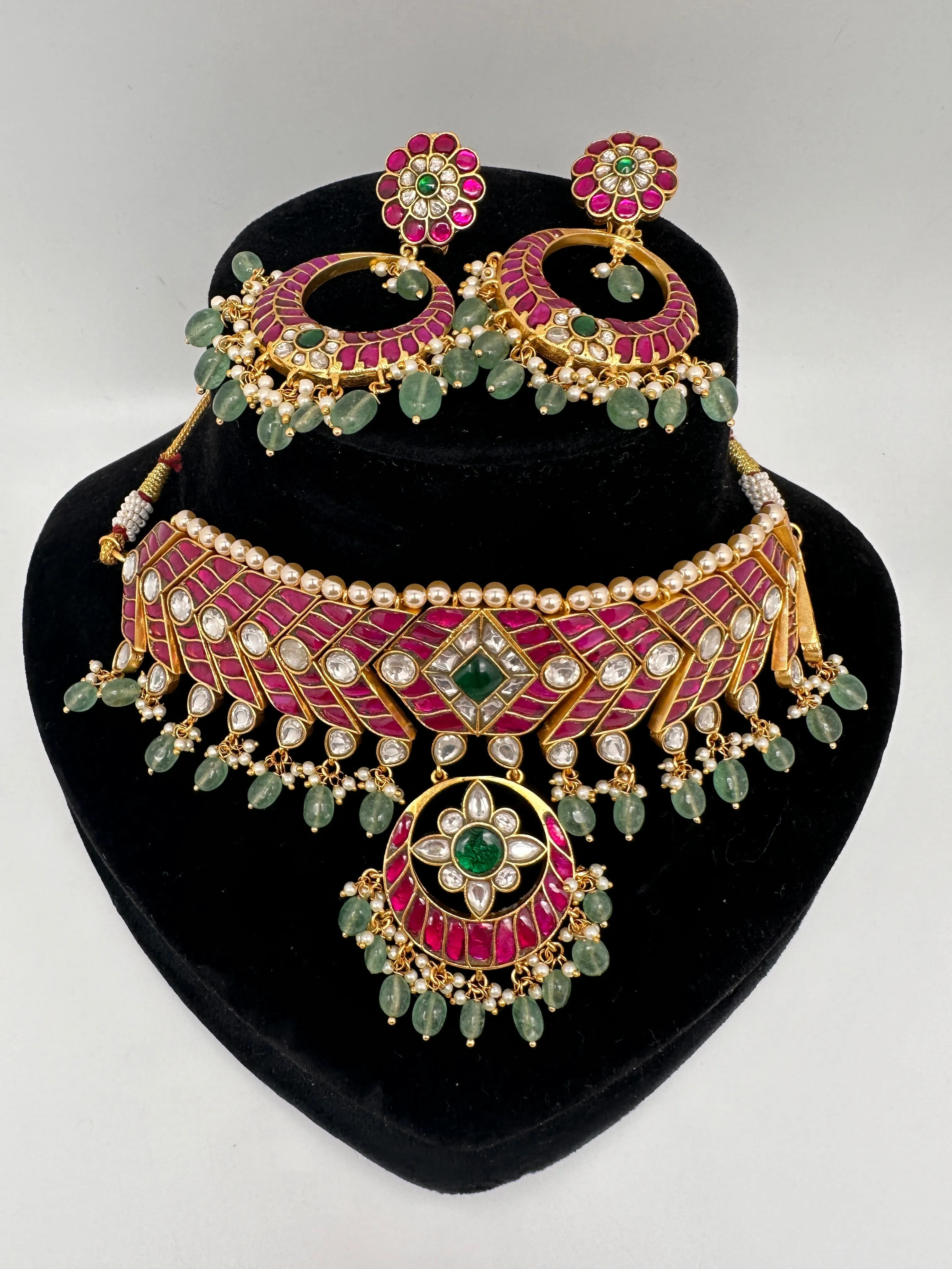 Jadau Kundan Choker with Chandballi Earrings