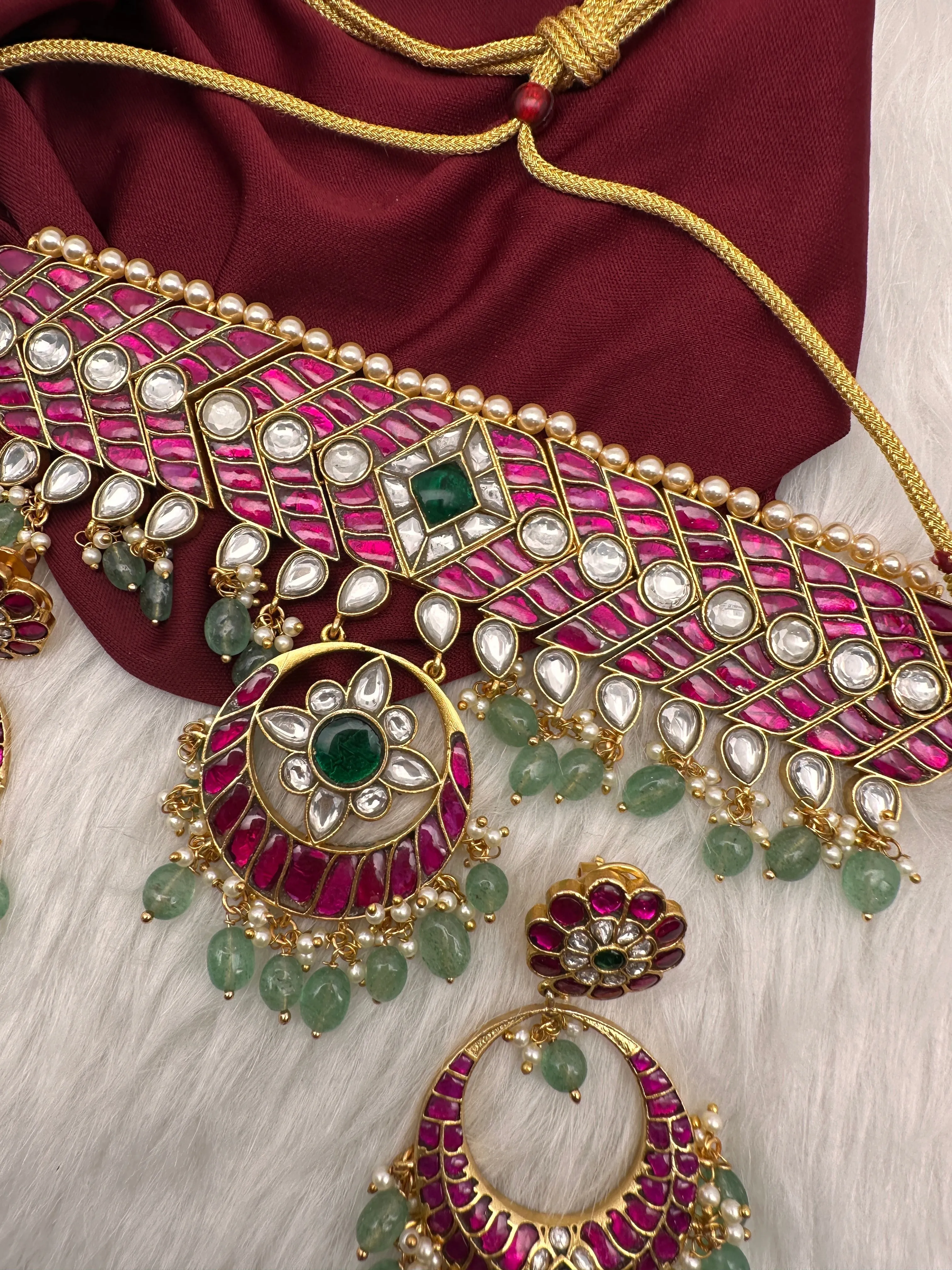Jadau Kundan Choker with Chandballi Earrings