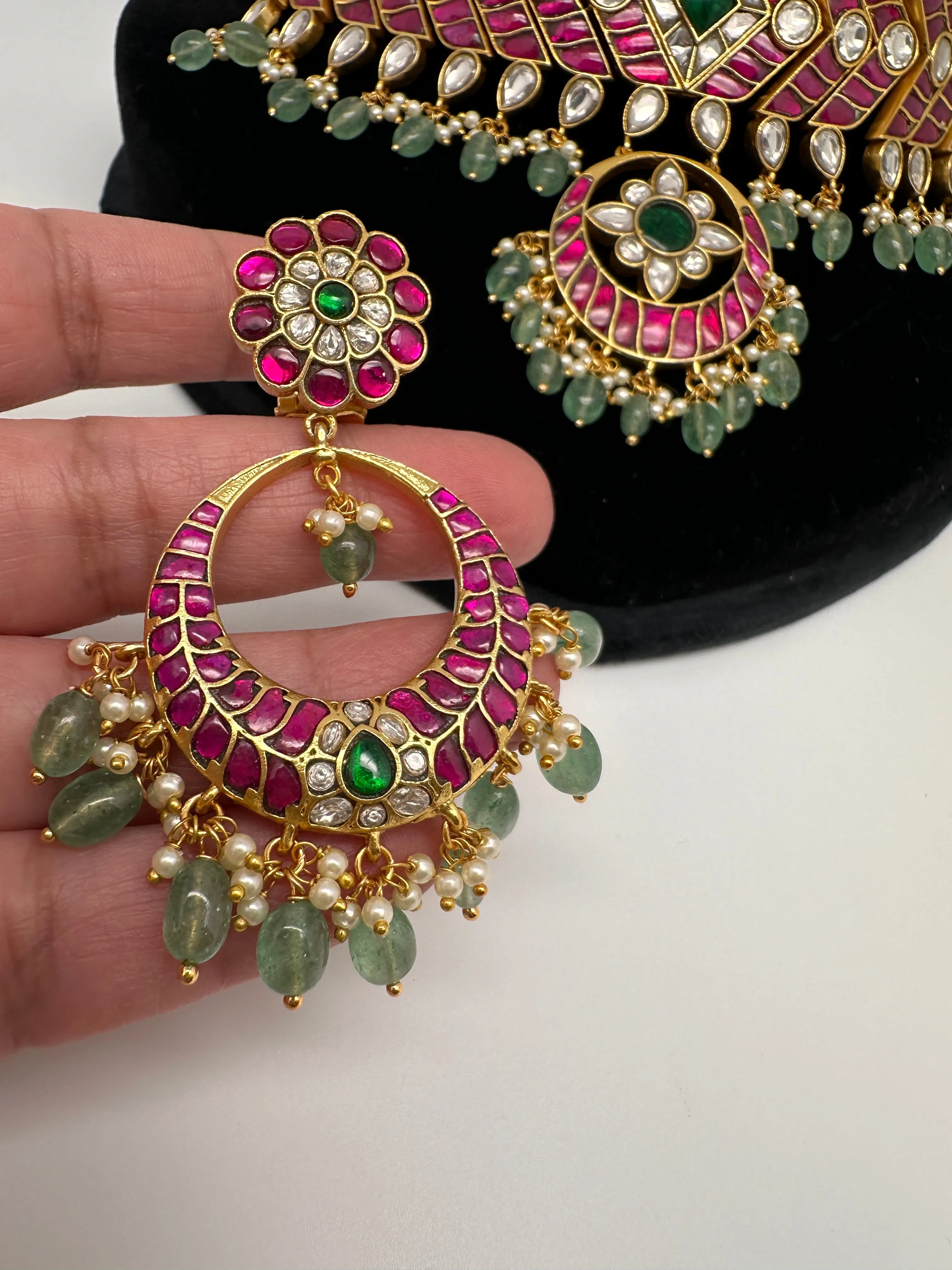 Jadau Kundan Choker with Chandballi Earrings