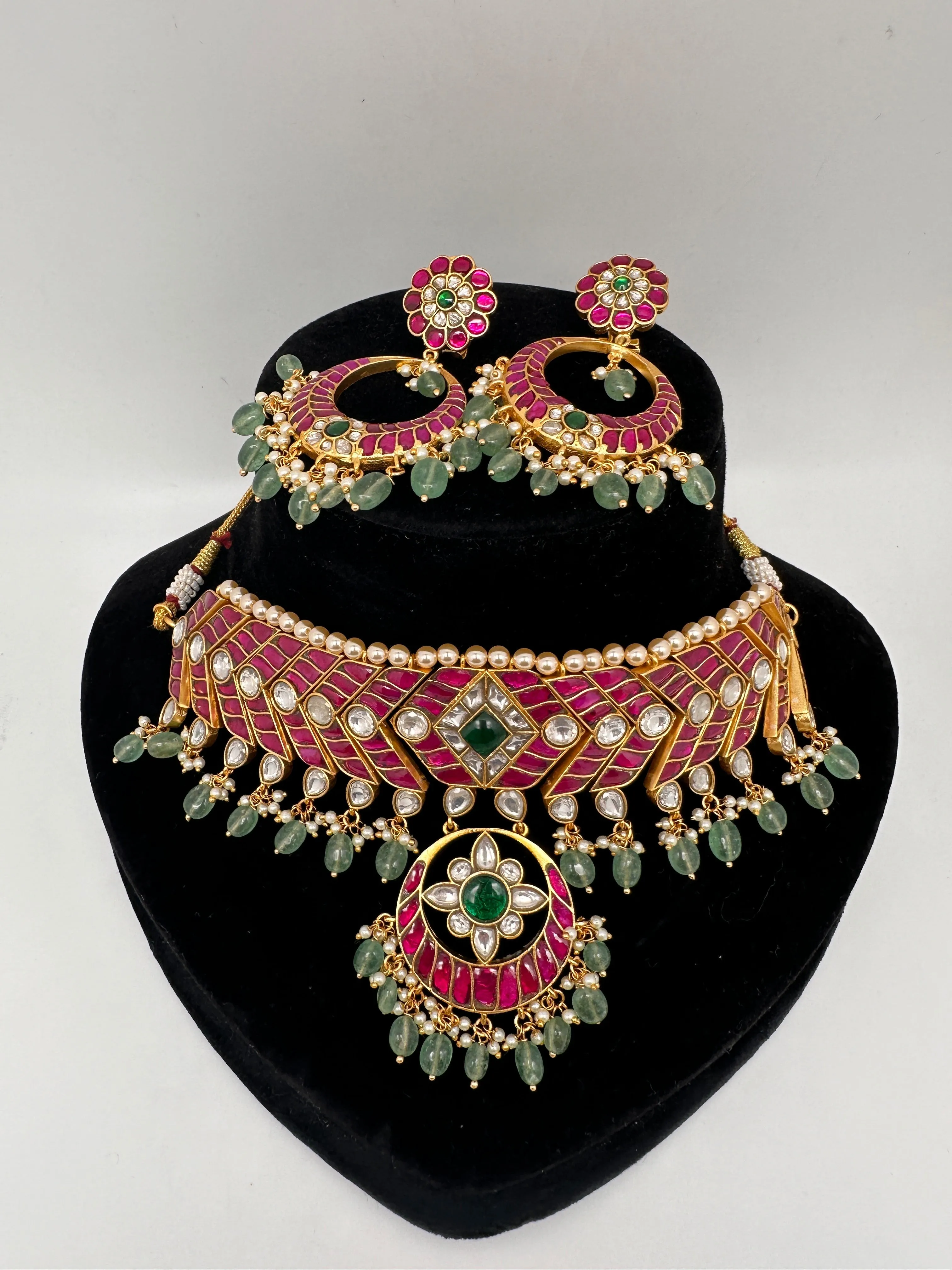Jadau Kundan Choker with Chandballi Earrings