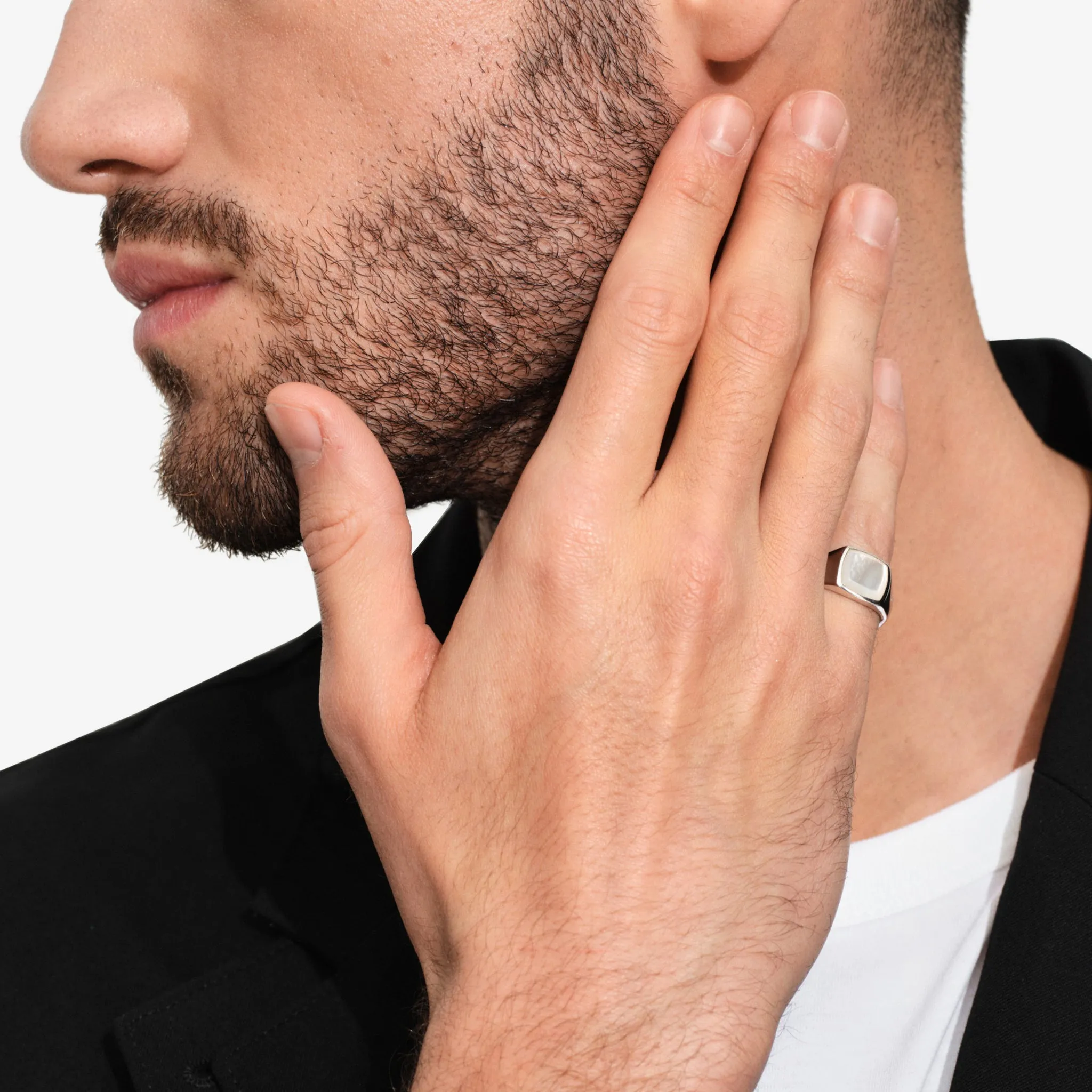 Kay Ring White Mother of Pearl Silver