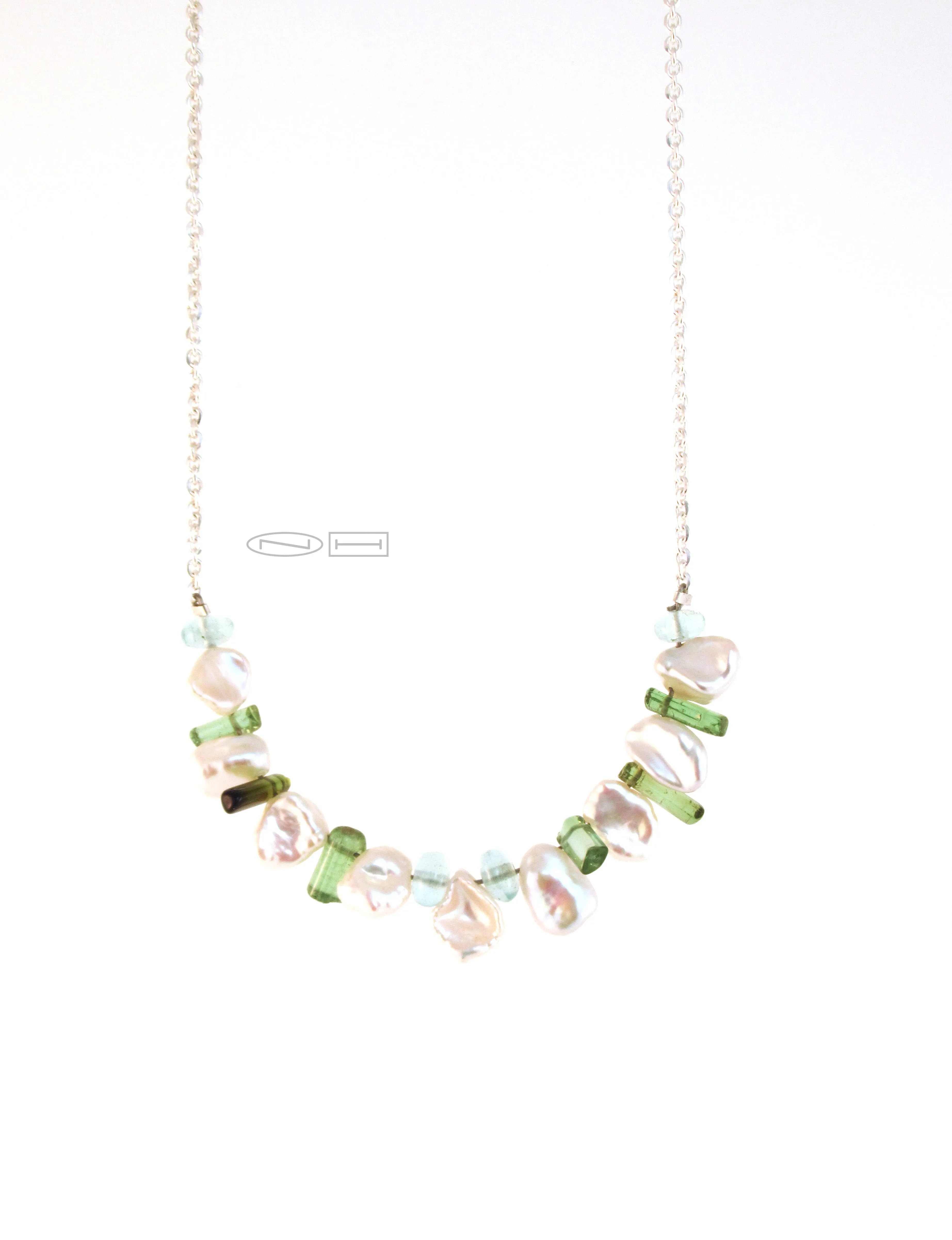 Keshi, Aquamarine and tourmaline necklace (sold)