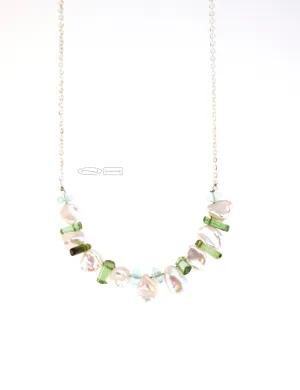 Keshi, Aquamarine and tourmaline necklace (sold)