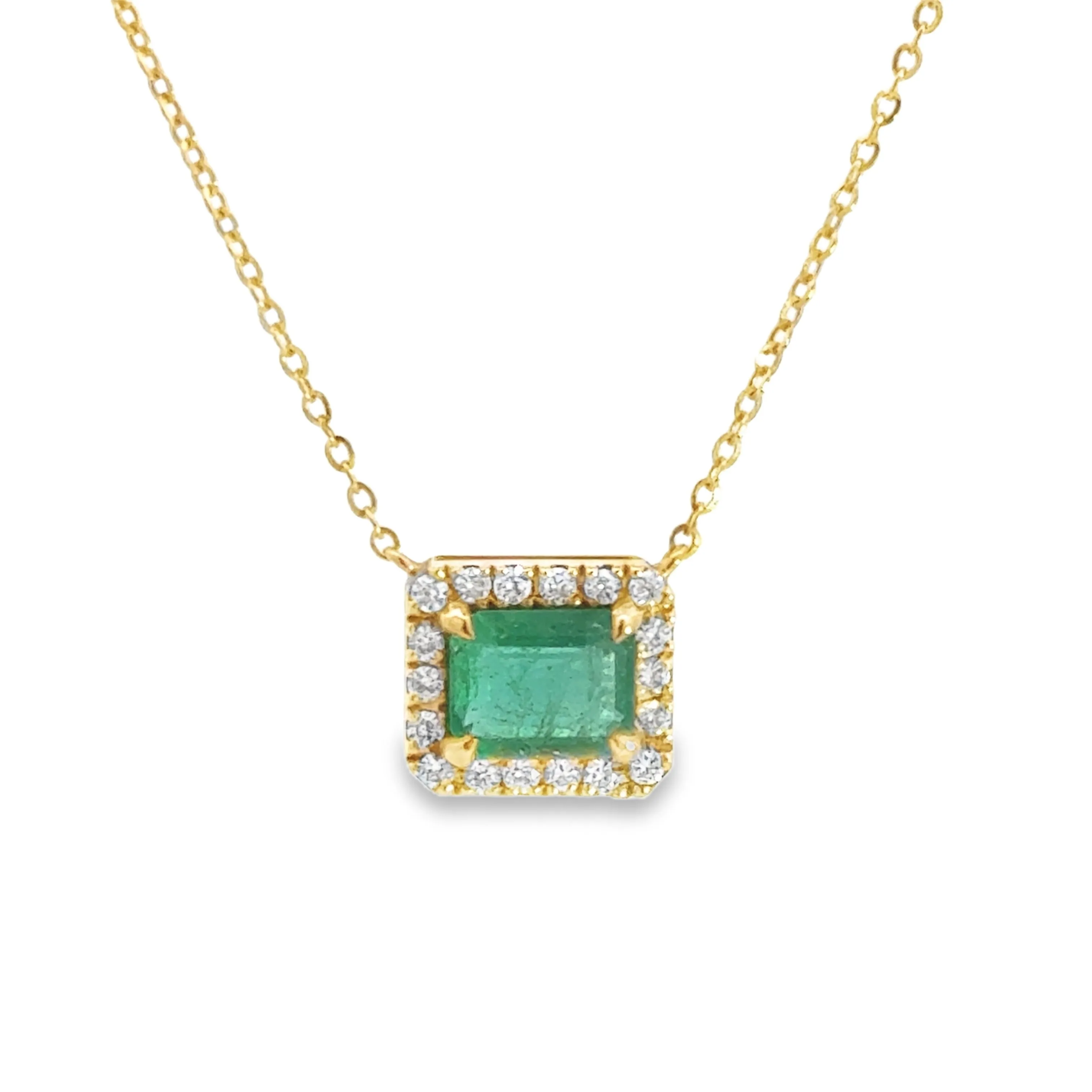 Kirkland Jewelry Estate | 18K Yellow Gold Diamond Emerald Necklace