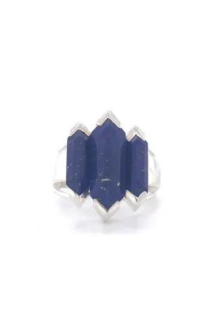 Knuckle Duster Ring - Silver & Lapis