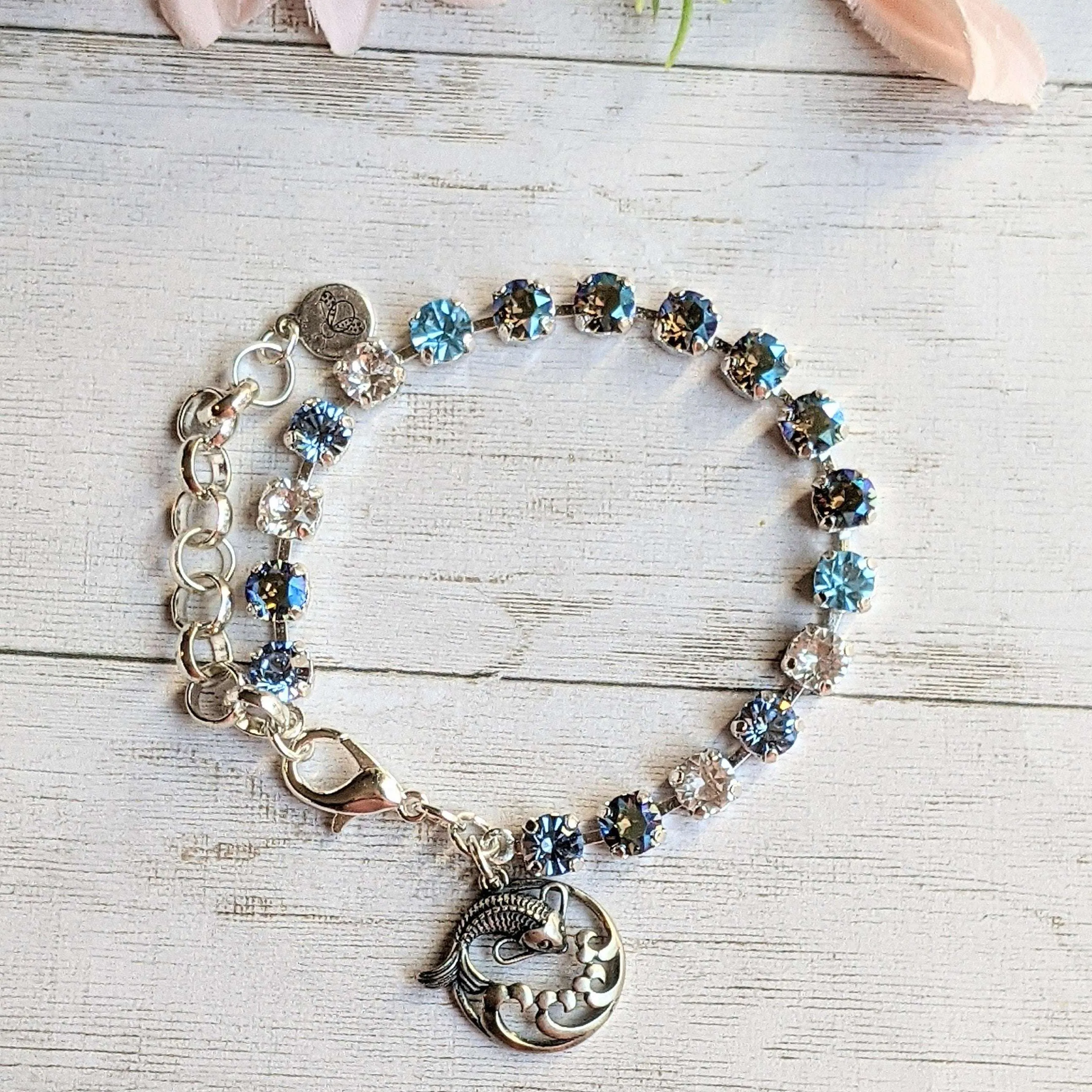 Koi Pendant Faceted Crystal Bracelet