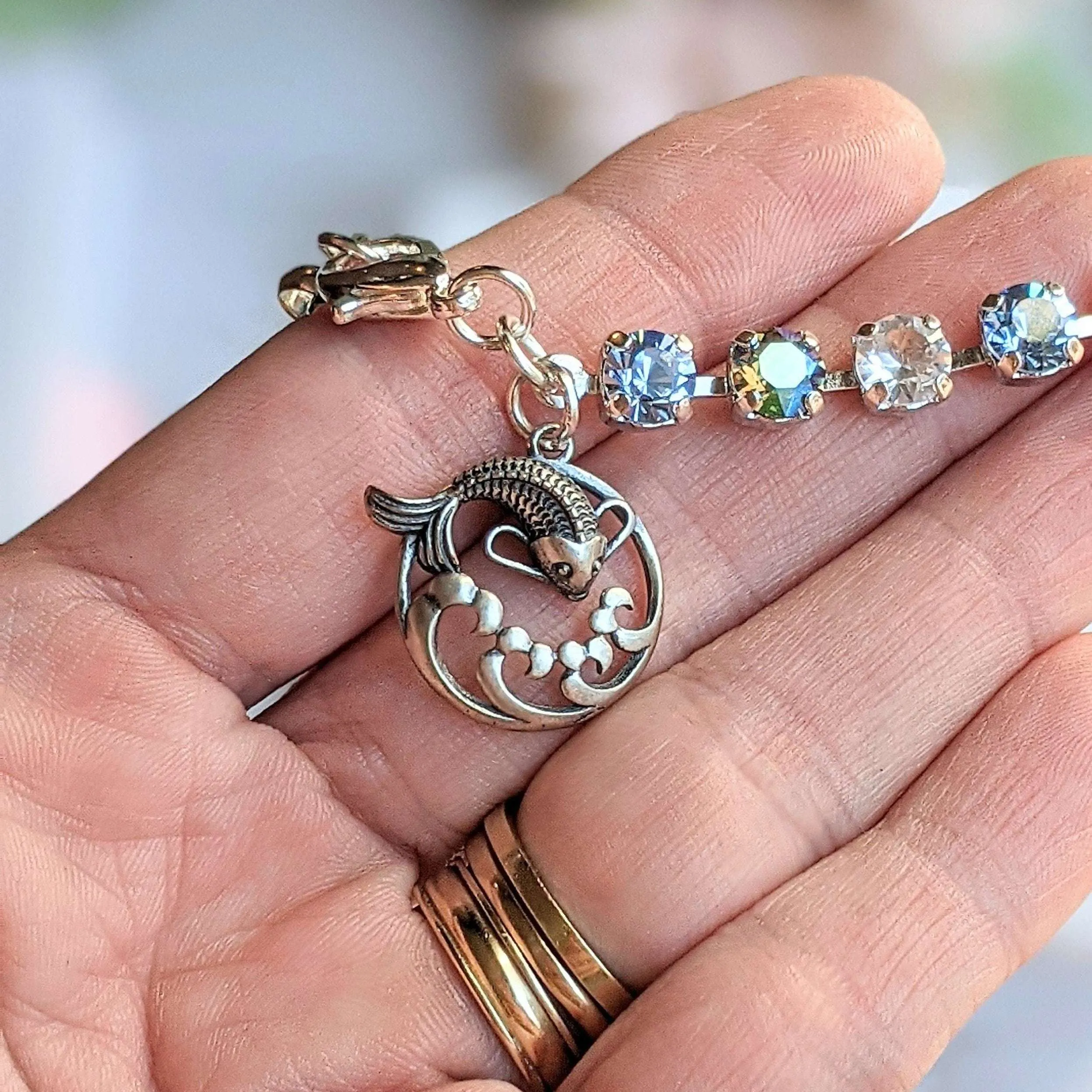 Koi Pendant Faceted Crystal Bracelet