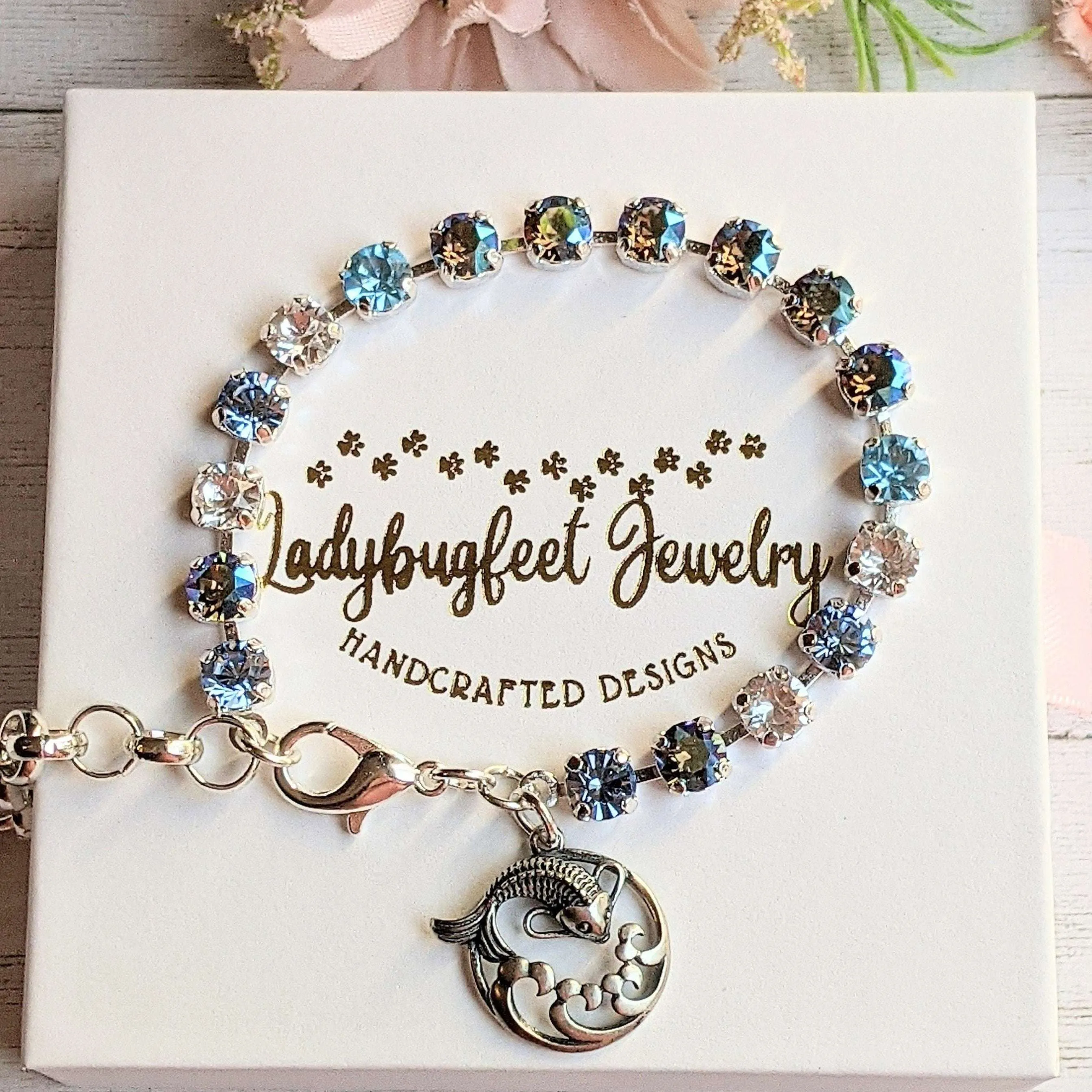 Koi Pendant Faceted Crystal Bracelet