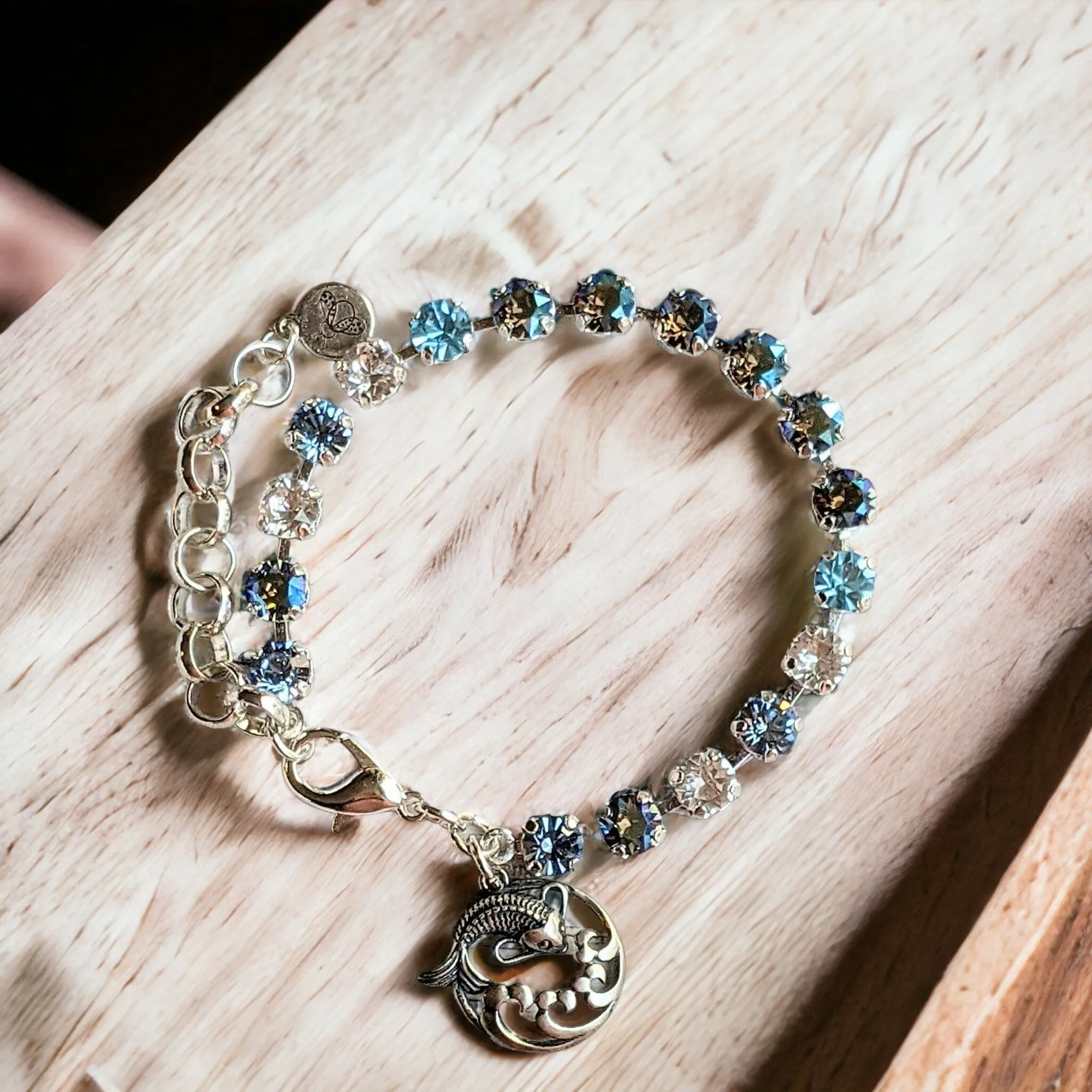 Koi Pendant Faceted Crystal Bracelet