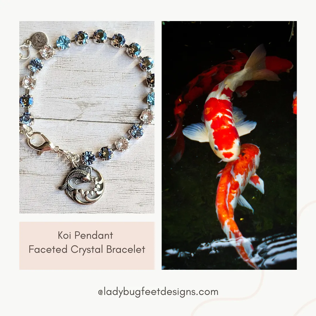 Koi Pendant Faceted Crystal Bracelet