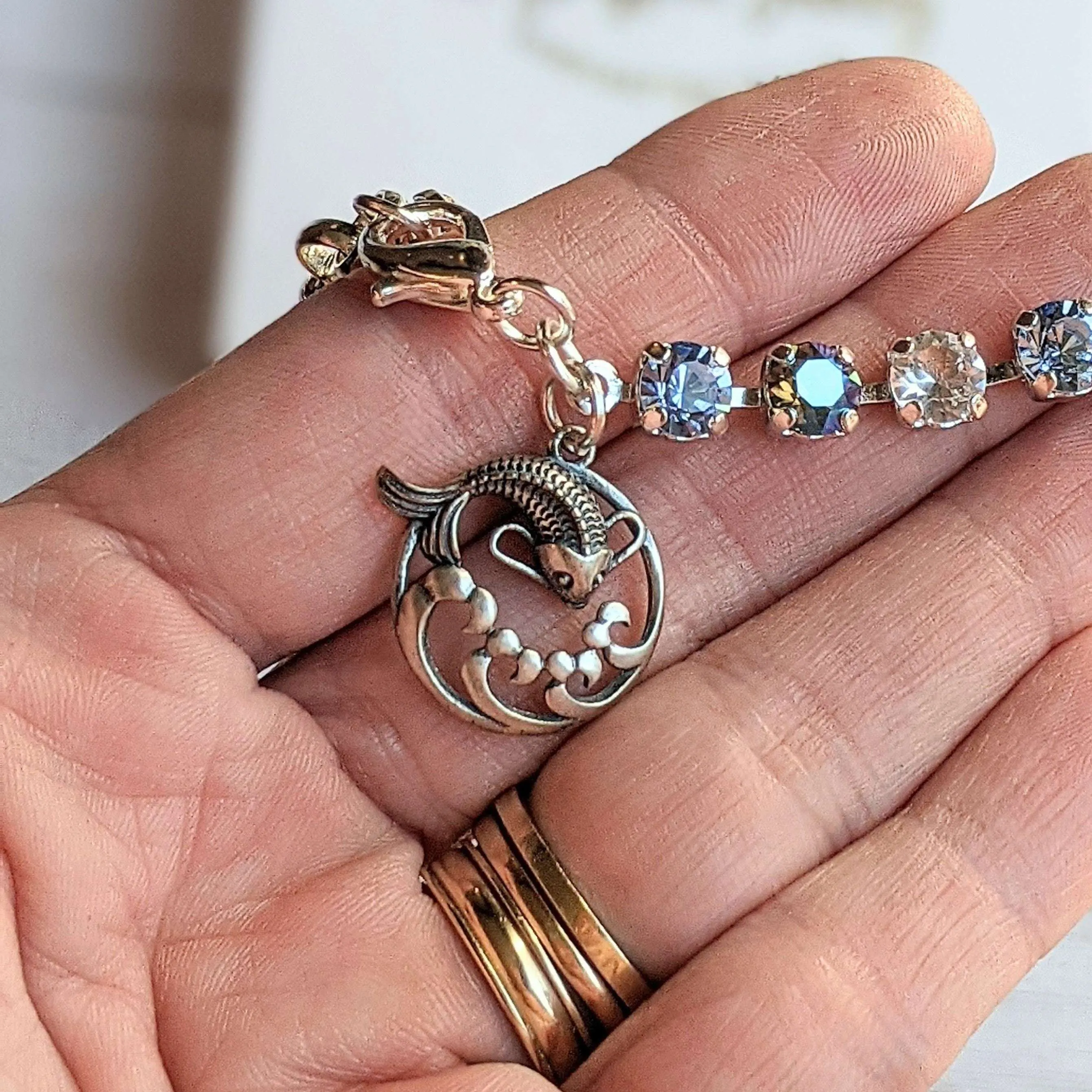 Koi Pendant Faceted Crystal Bracelet