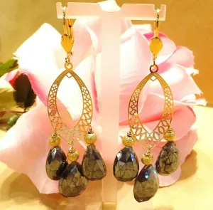 Labradorite and Gold Earrings