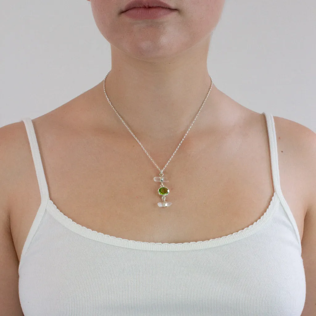 Laser Quartz and Peridot Necklace