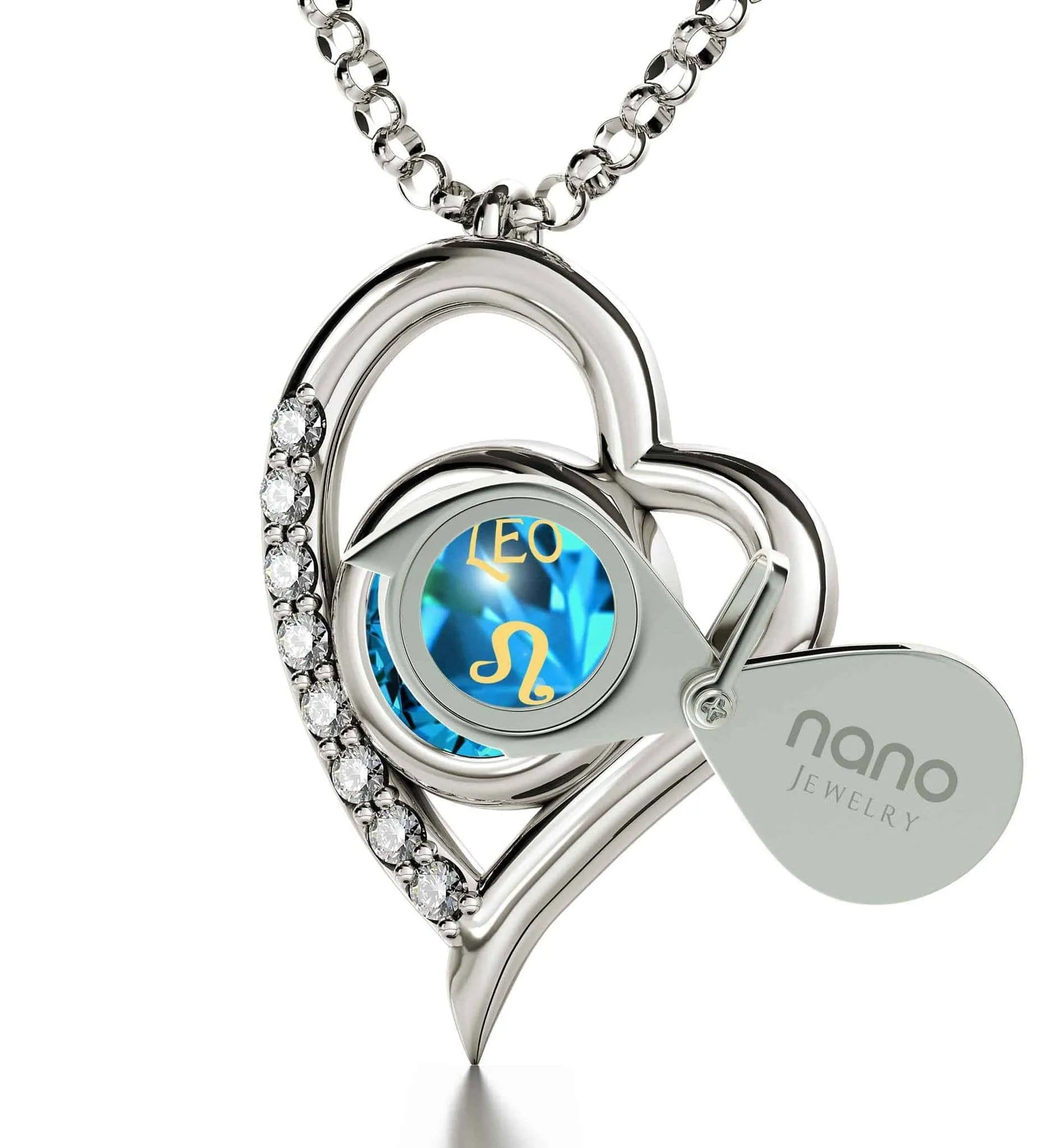 Leo Sign, 925 Sterling Silver Necklace, Swarovski