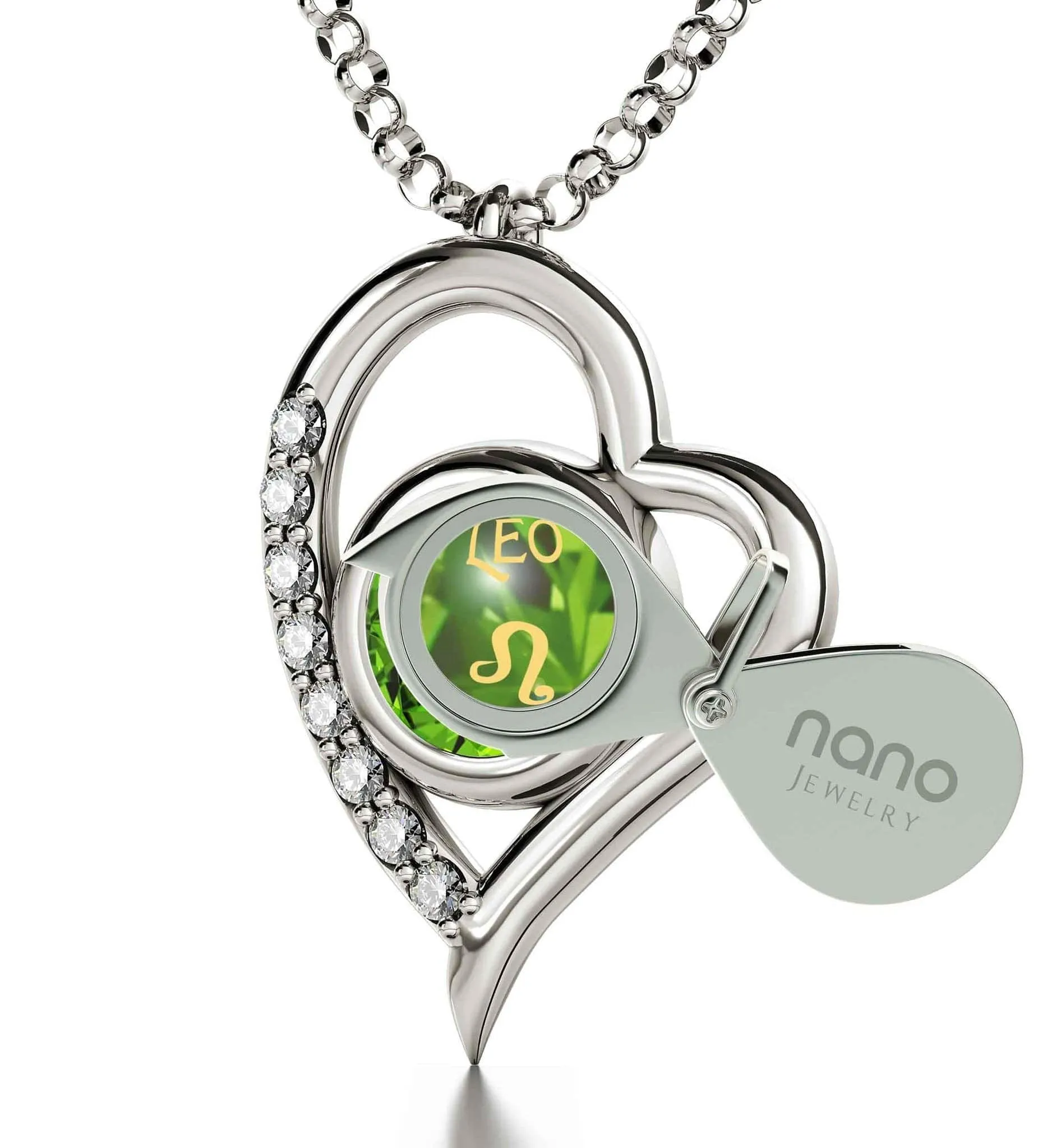 Leo Sign, 925 Sterling Silver Necklace, Swarovski