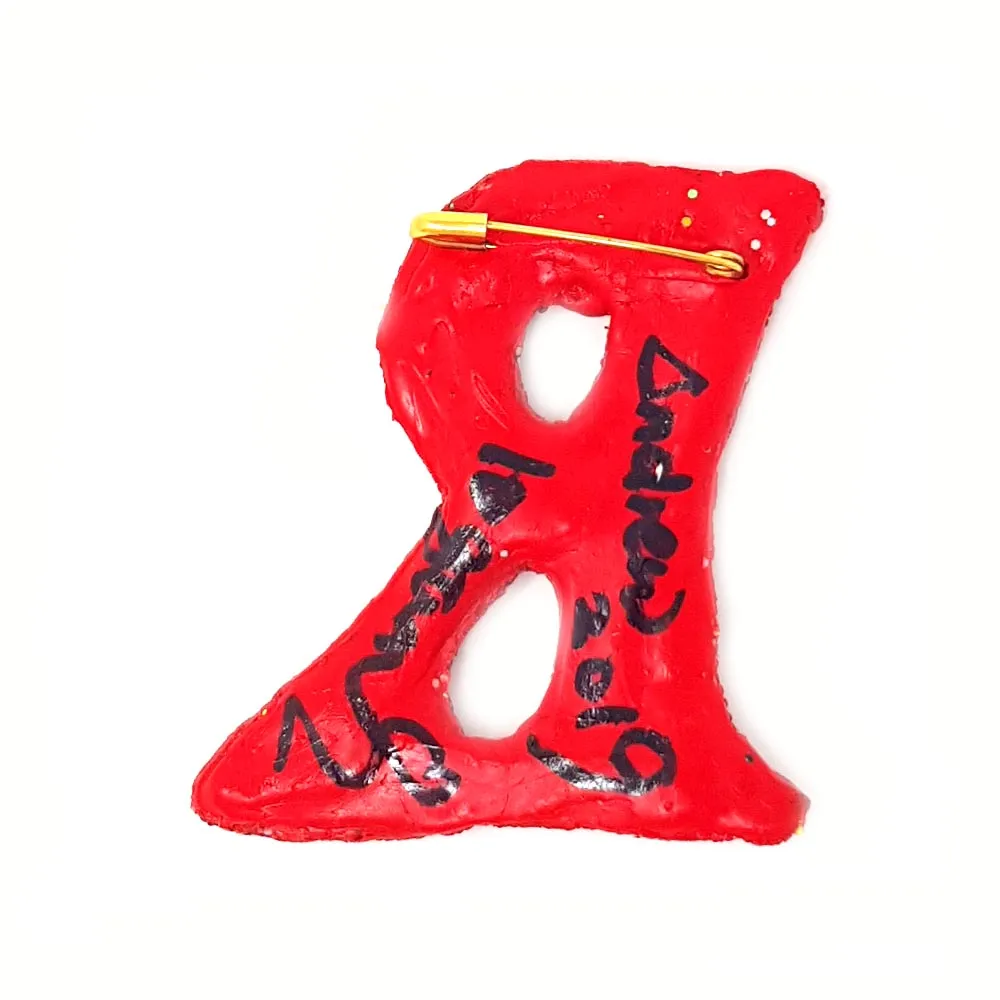 LETTER R - RED BROOCH