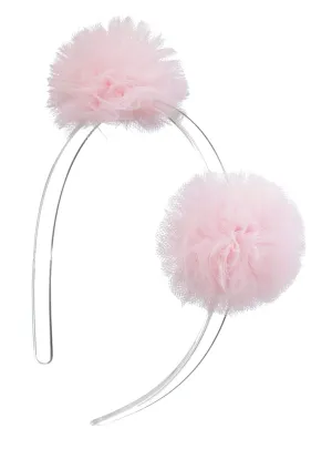 Lilies & Roses Tulle Pom Pom Headband-Light Pink