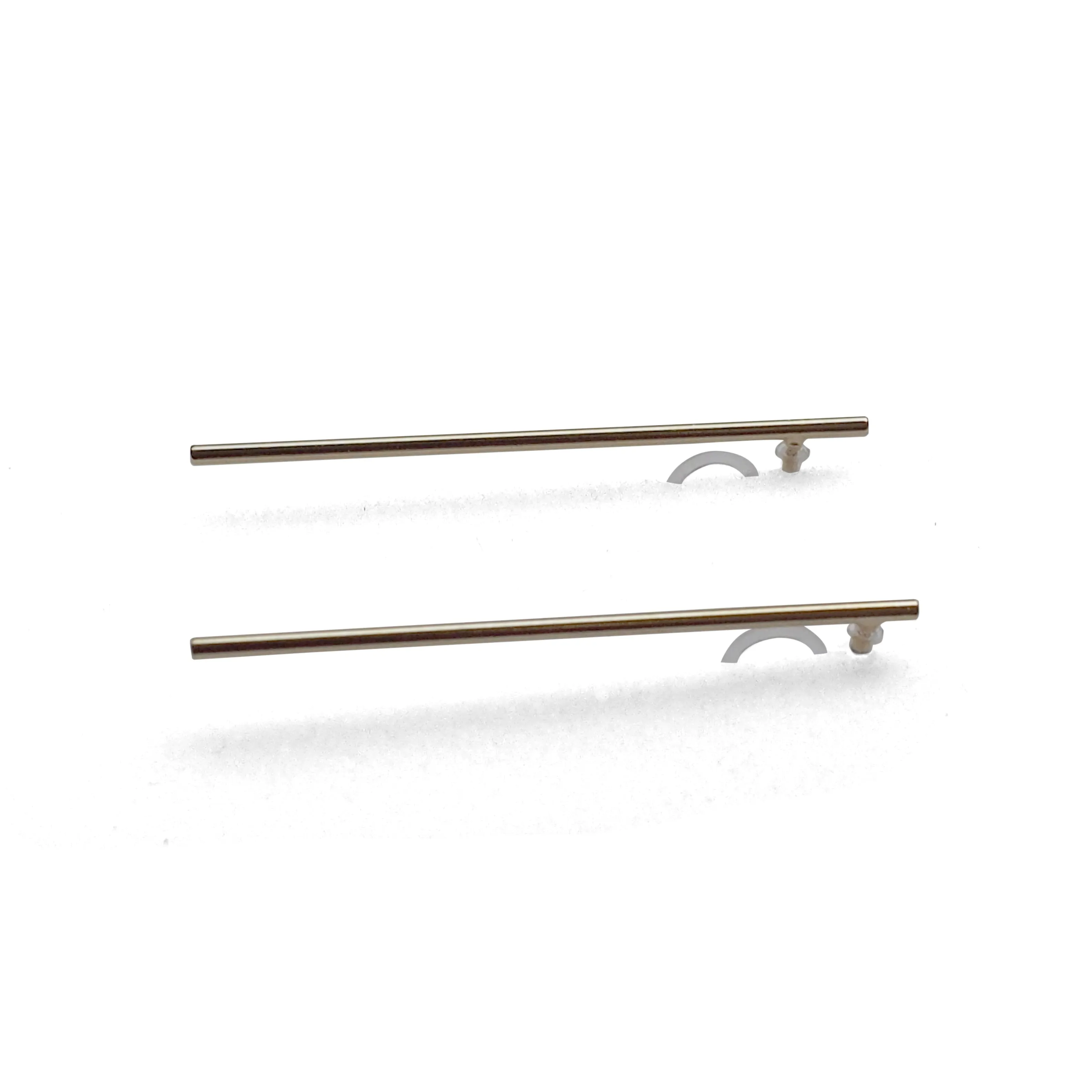 Long invisible clip on stud earrings ( Gold tone )