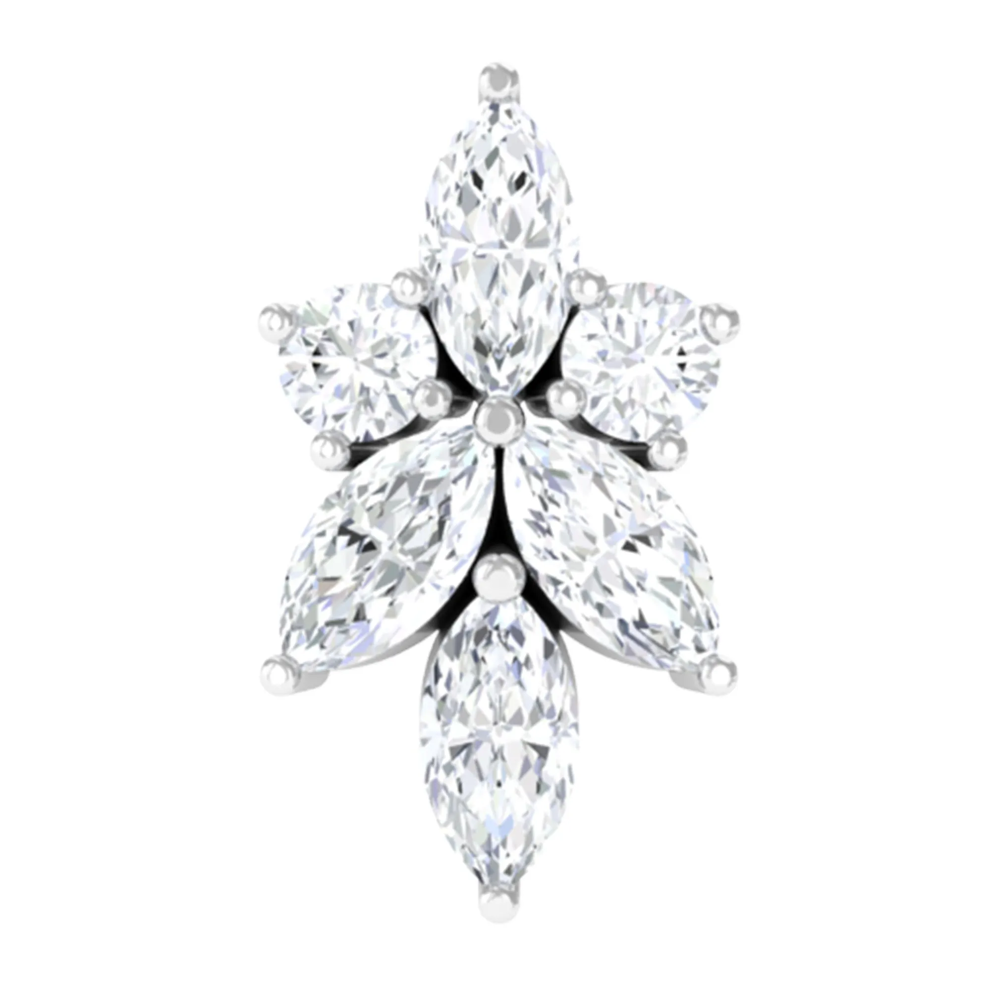 Marquise and Round Moissanite Cluster Floral Earring