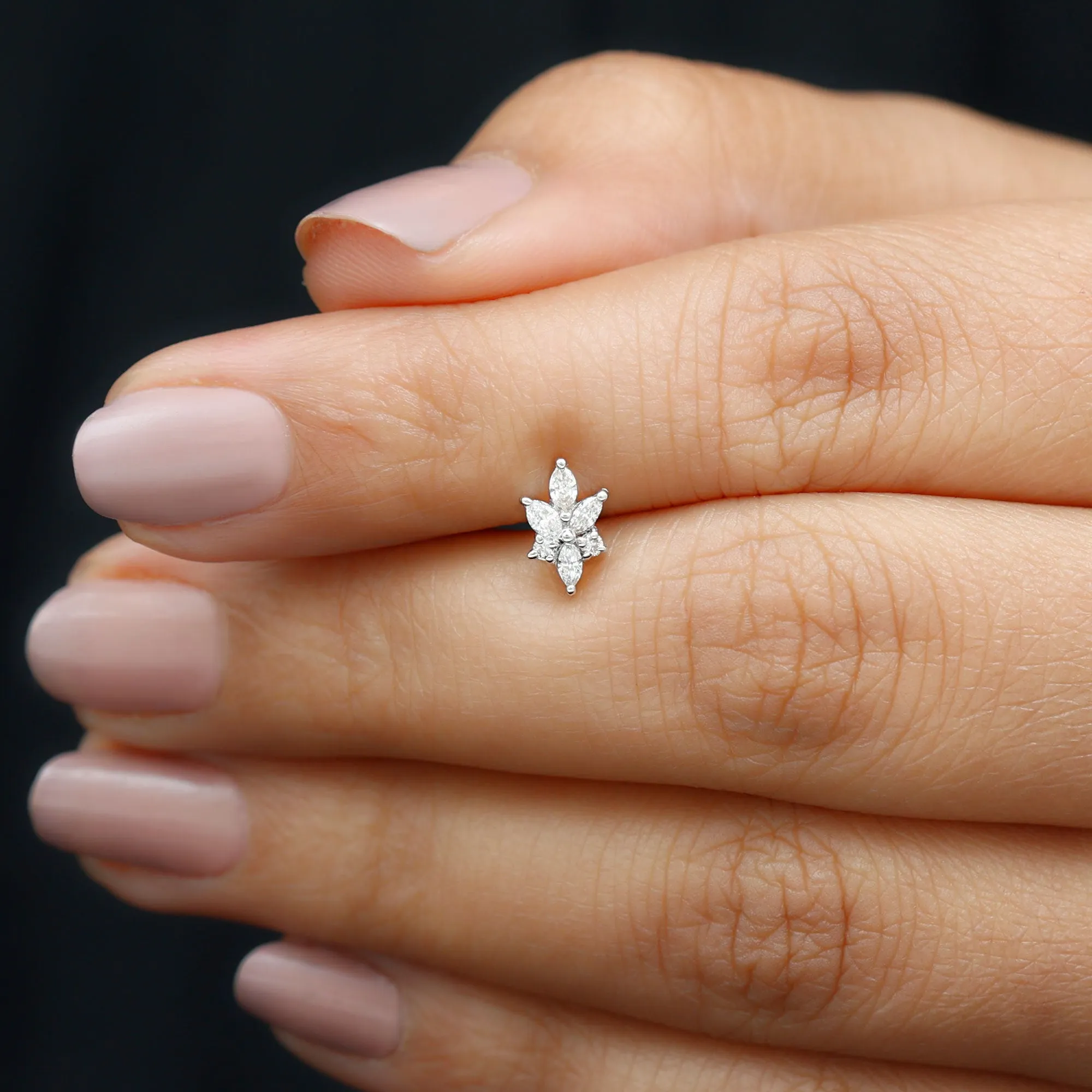 Marquise and Round Moissanite Cluster Floral Earring