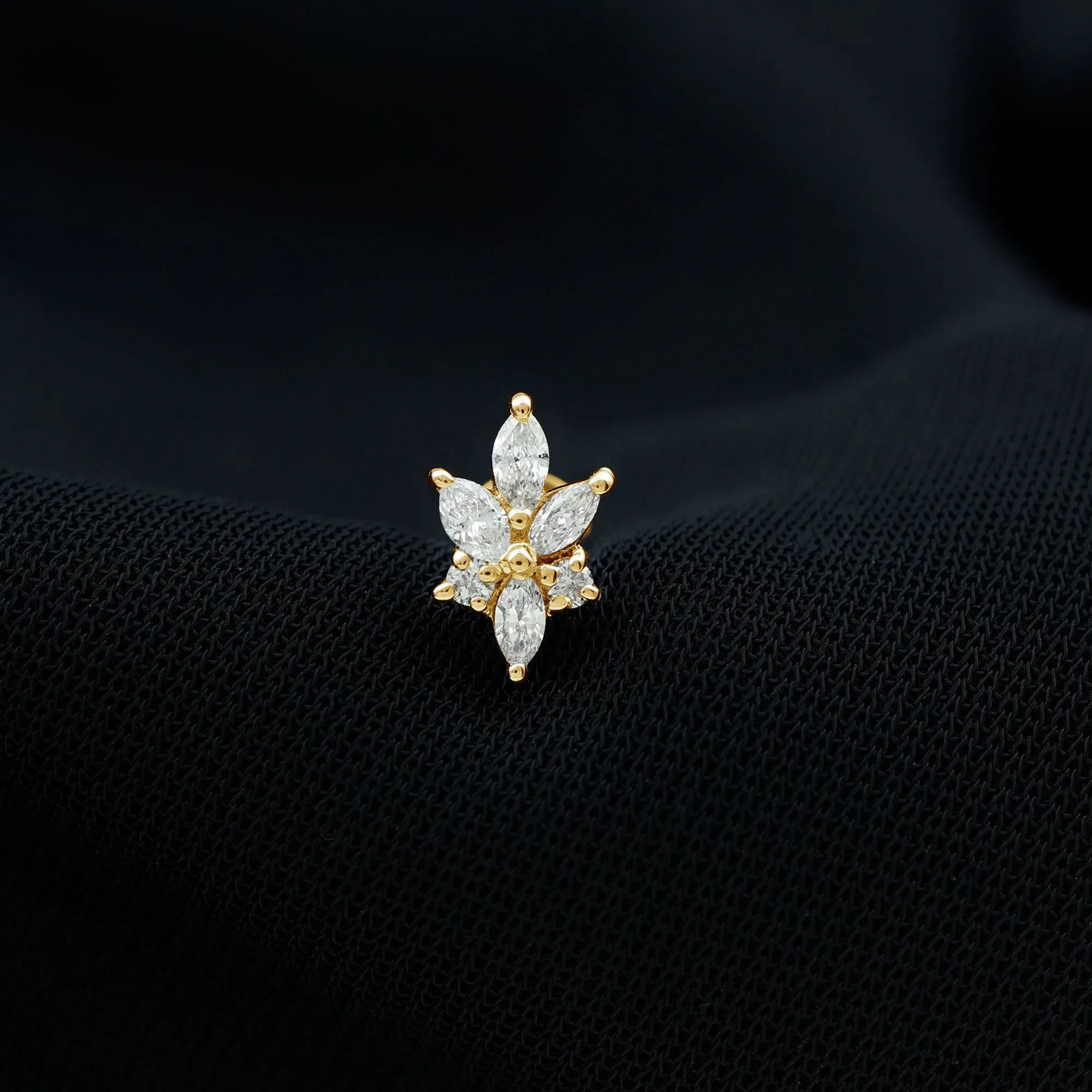 Marquise and Round Moissanite Cluster Floral Earring