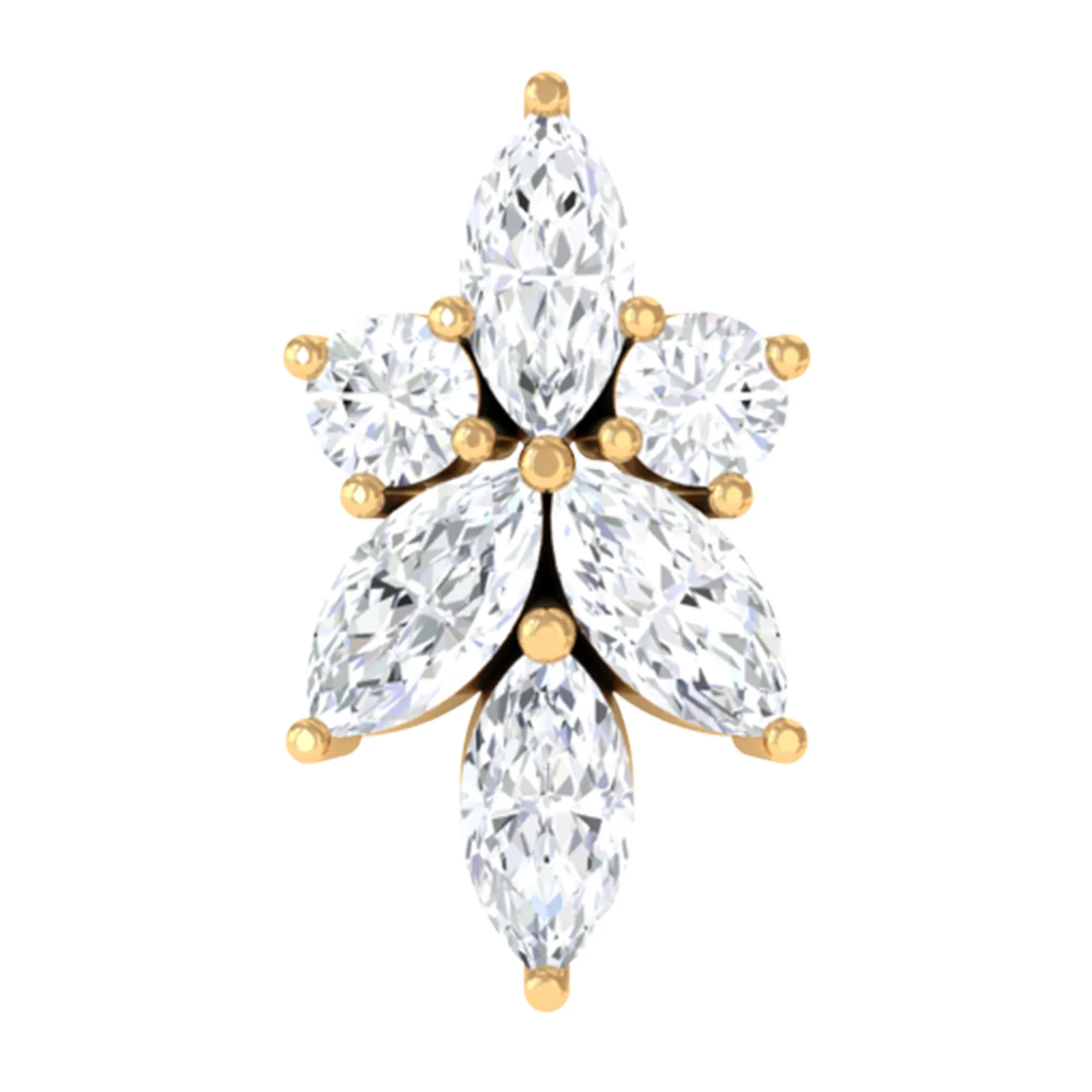 Marquise and Round Moissanite Cluster Floral Earring