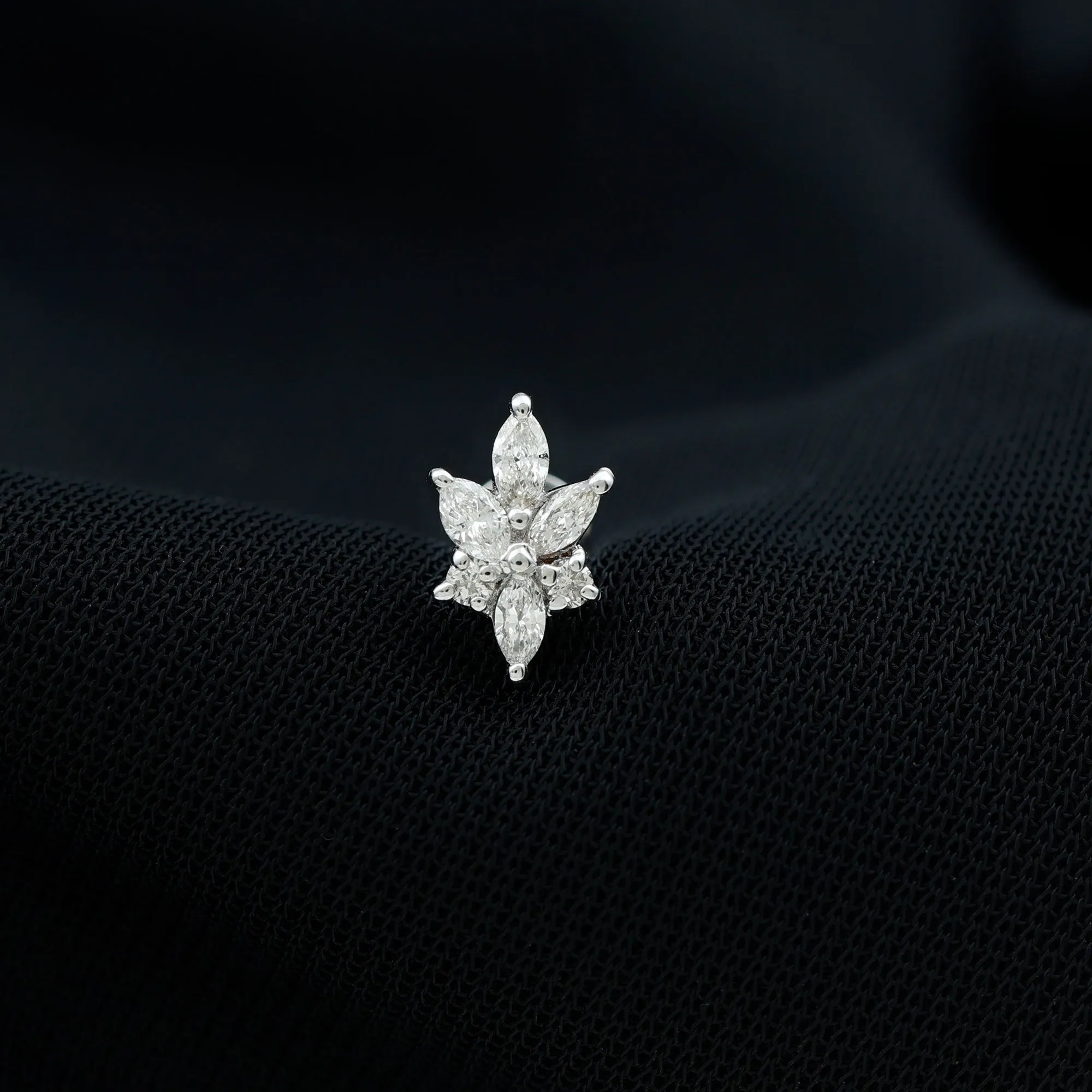 Marquise and Round Moissanite Cluster Floral Earring