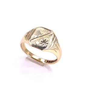 Men’s 9ct Yellow Gold Signet Ring -CZ 8.3G