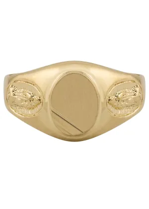Mens Virgin Mary Signet Ring - 10K Gold | 4 Grams