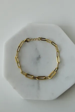 Micropave Oval Paperclip Bracelet