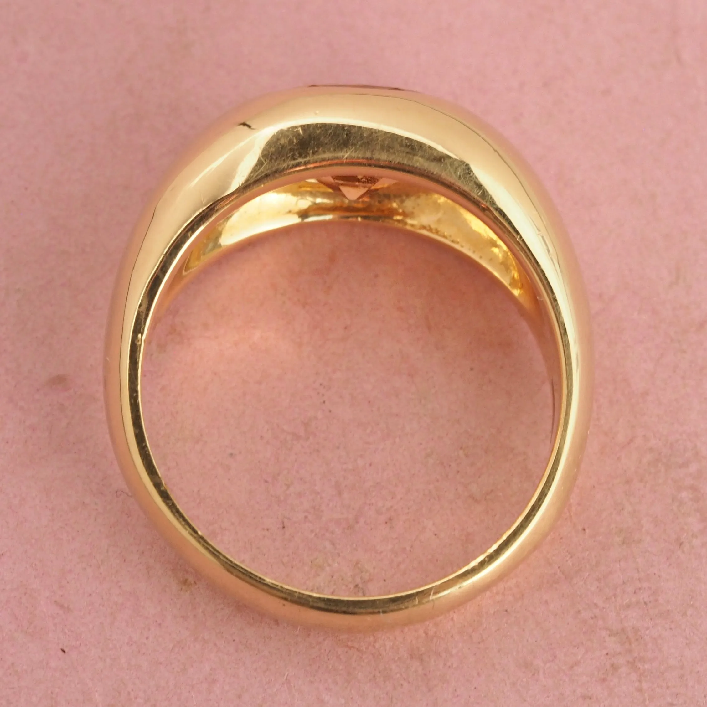 Mid-Century Modern 18k Gold Citrine Dome Signet Ring