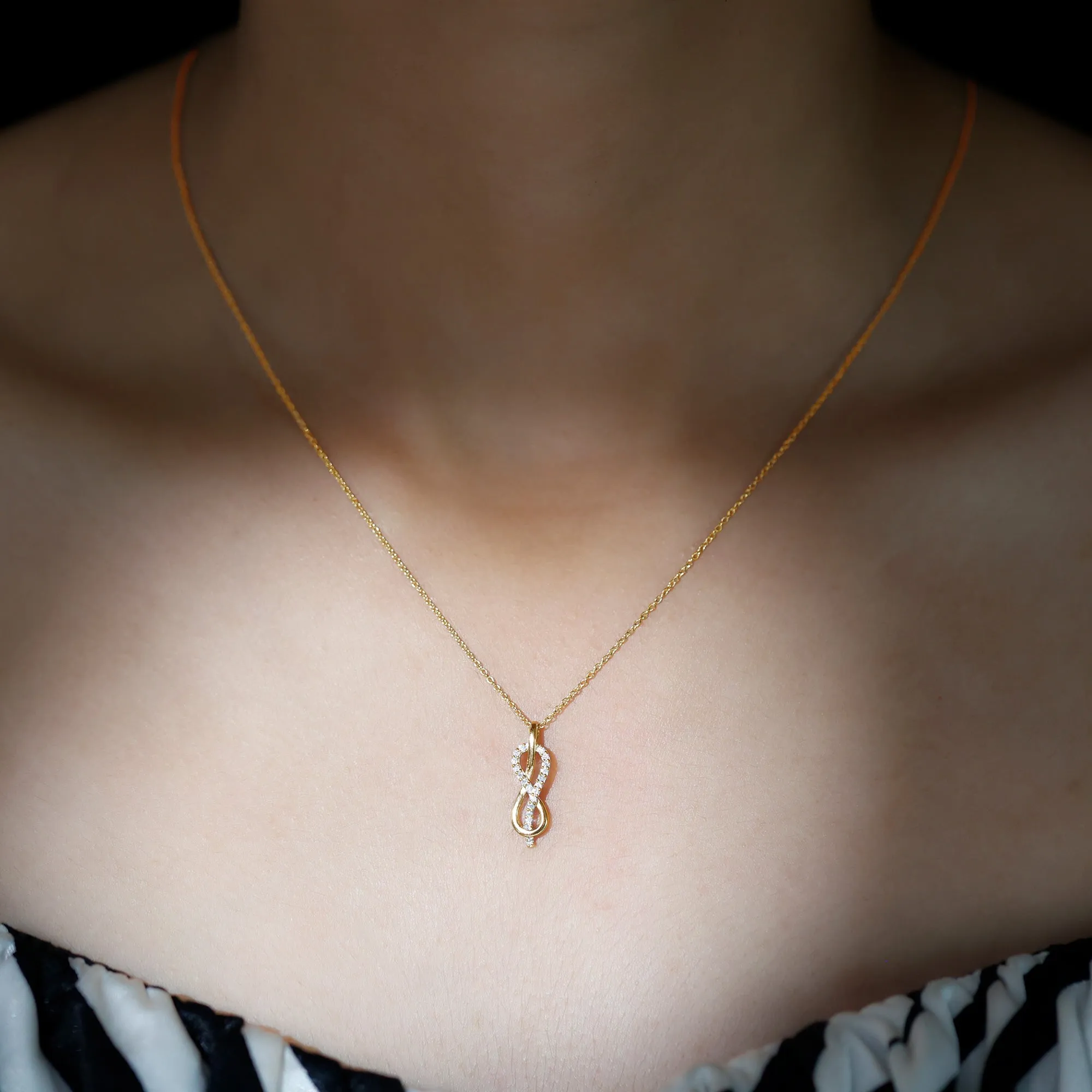Minimal Moissanite Infinity Knot Style Pendant Necklace