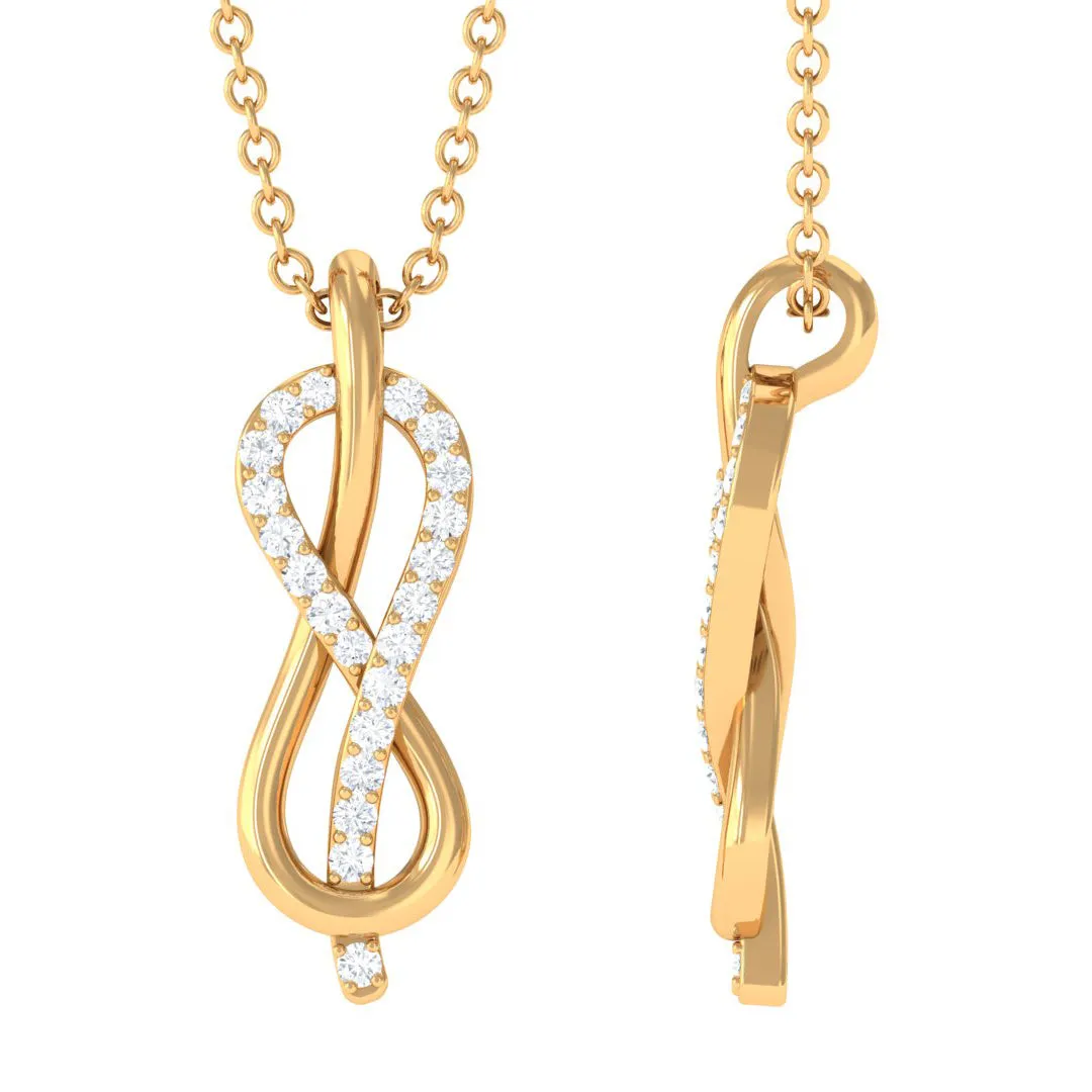 Minimal Moissanite Infinity Knot Style Pendant Necklace