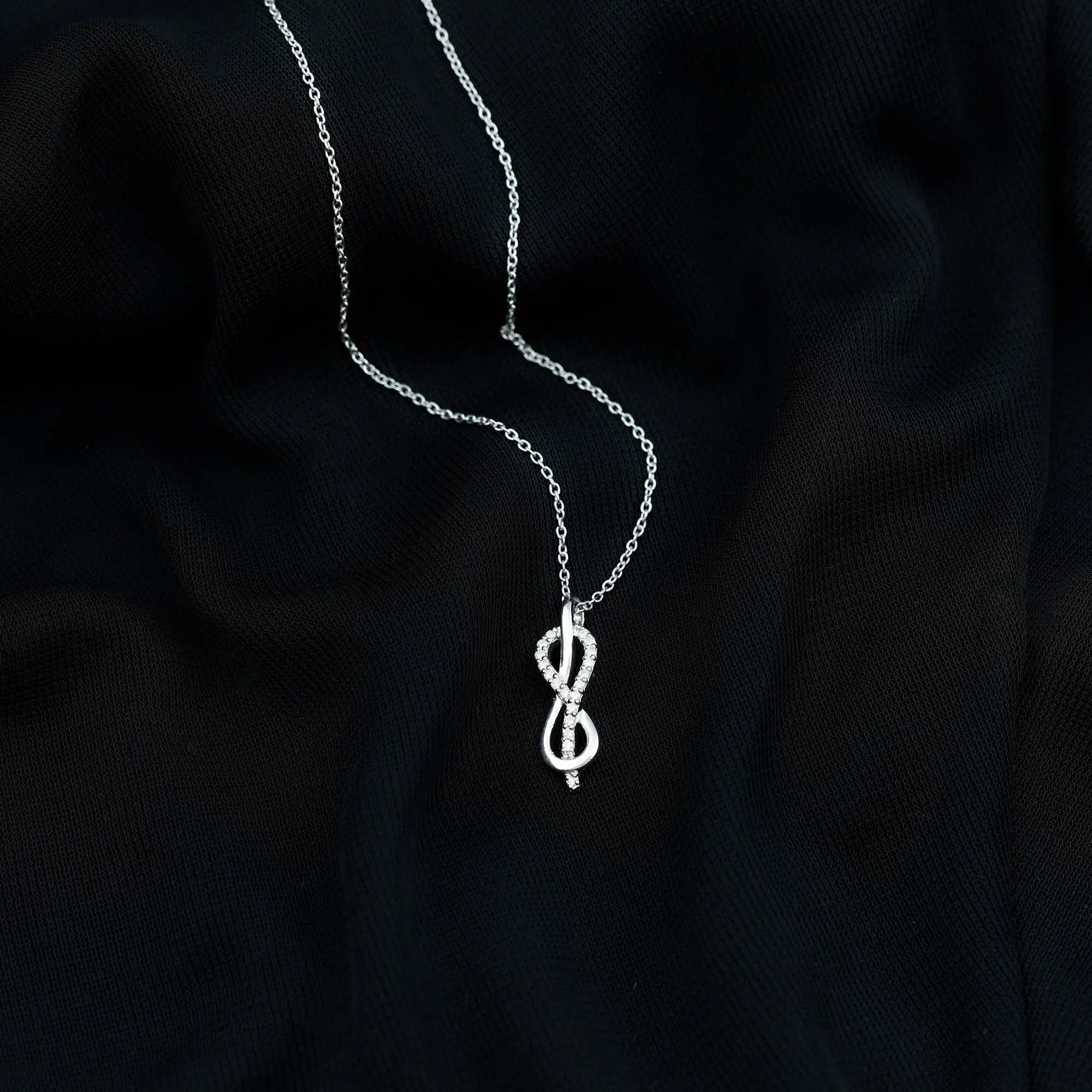 Minimal Moissanite Infinity Knot Style Pendant Necklace
