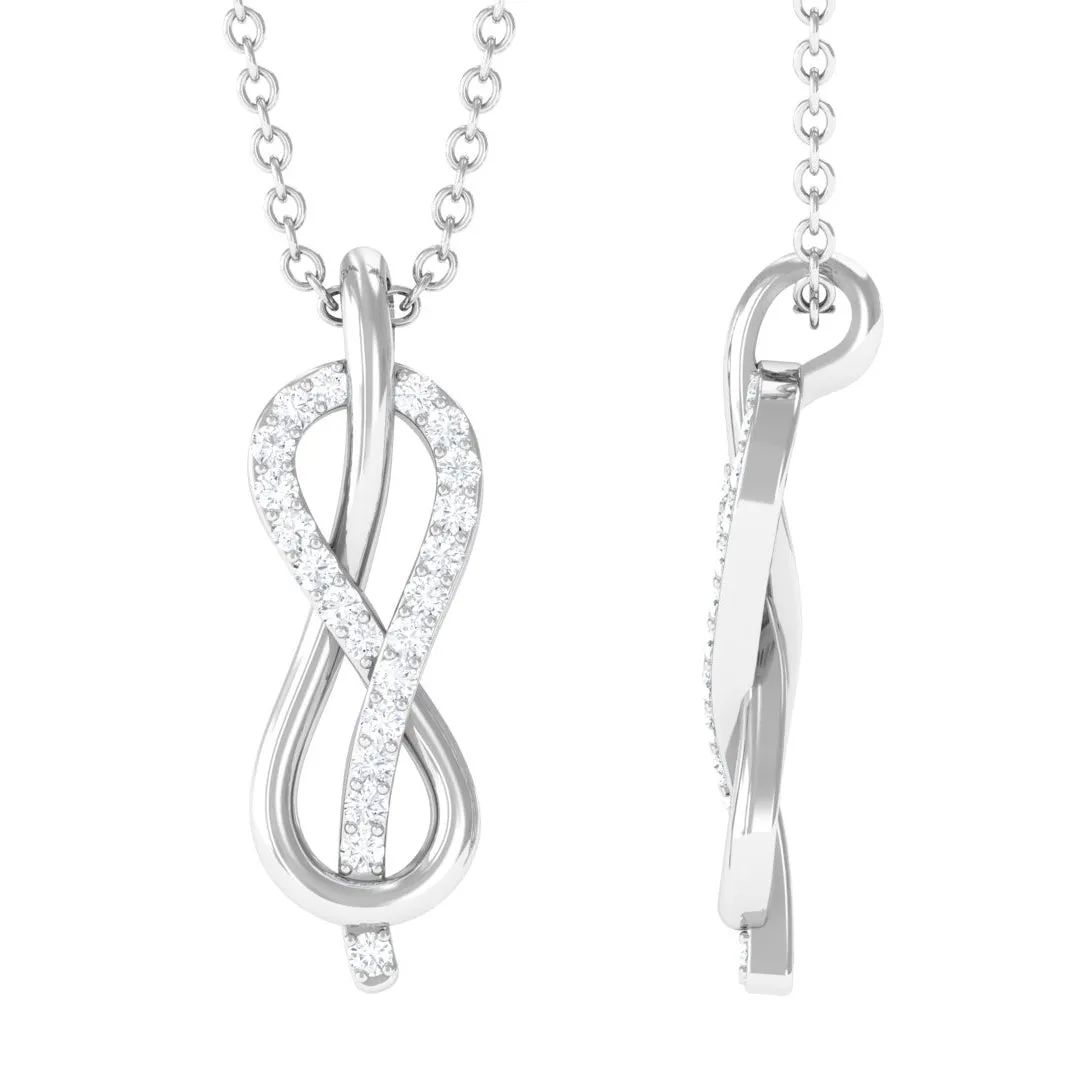 Minimal Moissanite Infinity Knot Style Pendant Necklace